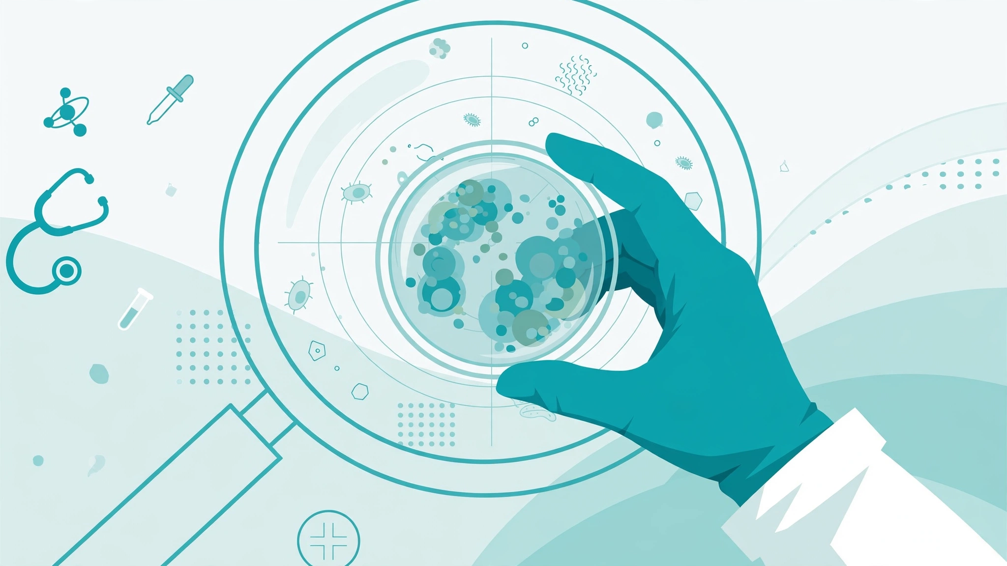 Gloved hand holding a laboratory petri dish during antibiotic resistant gonorrhea susceptibility testing