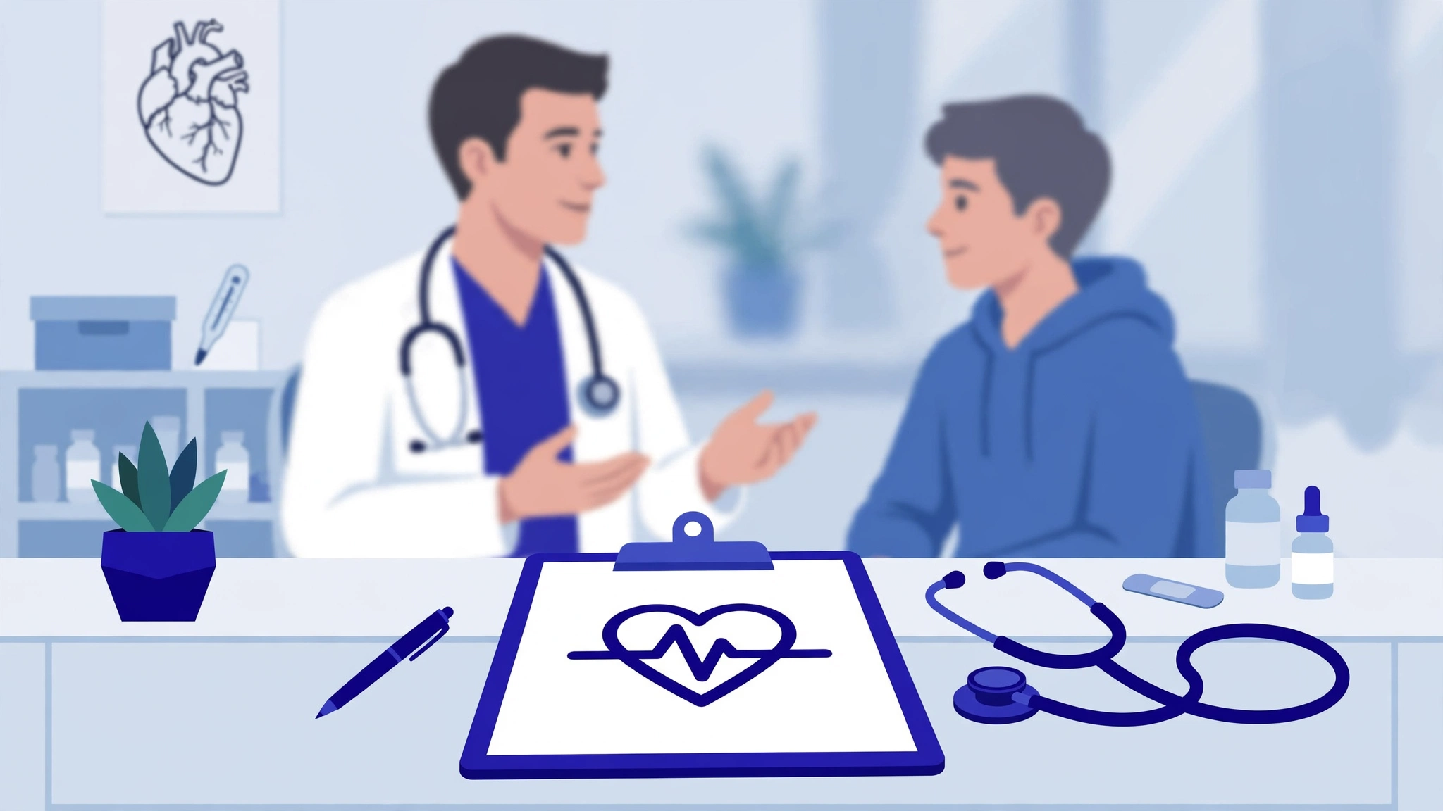 Doctor performing a medical evaluation for erectile dysfunction in young men