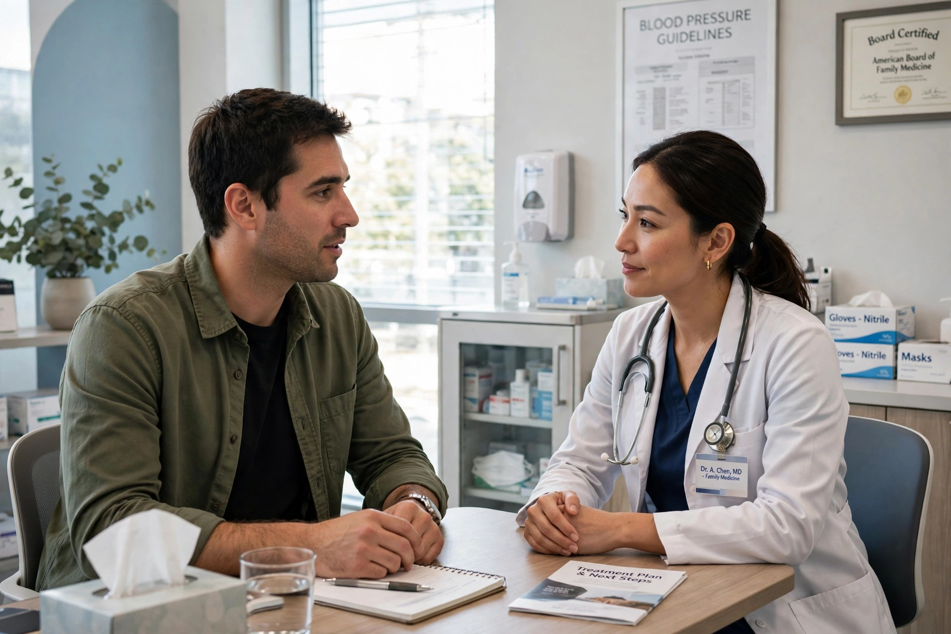 finasteride - Man discussing sexual health concerns with a doctor during a clinical consultation