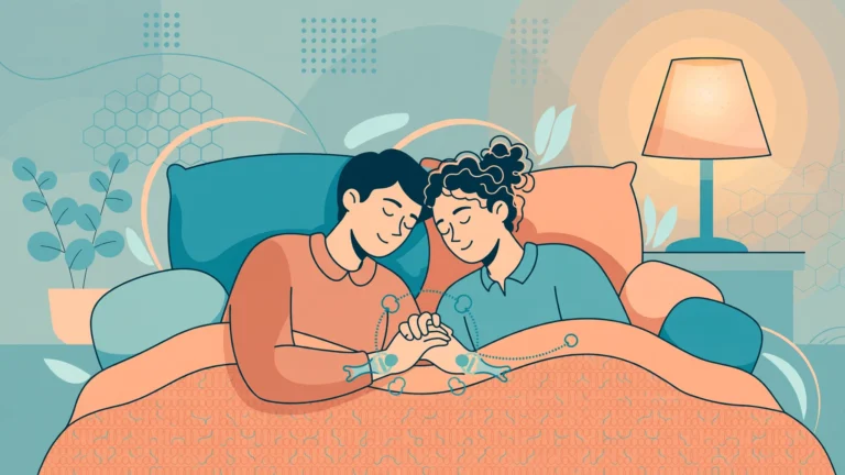 Arthritis intimacy couples tips — comforting hand-holding illustration for couples with joint pain