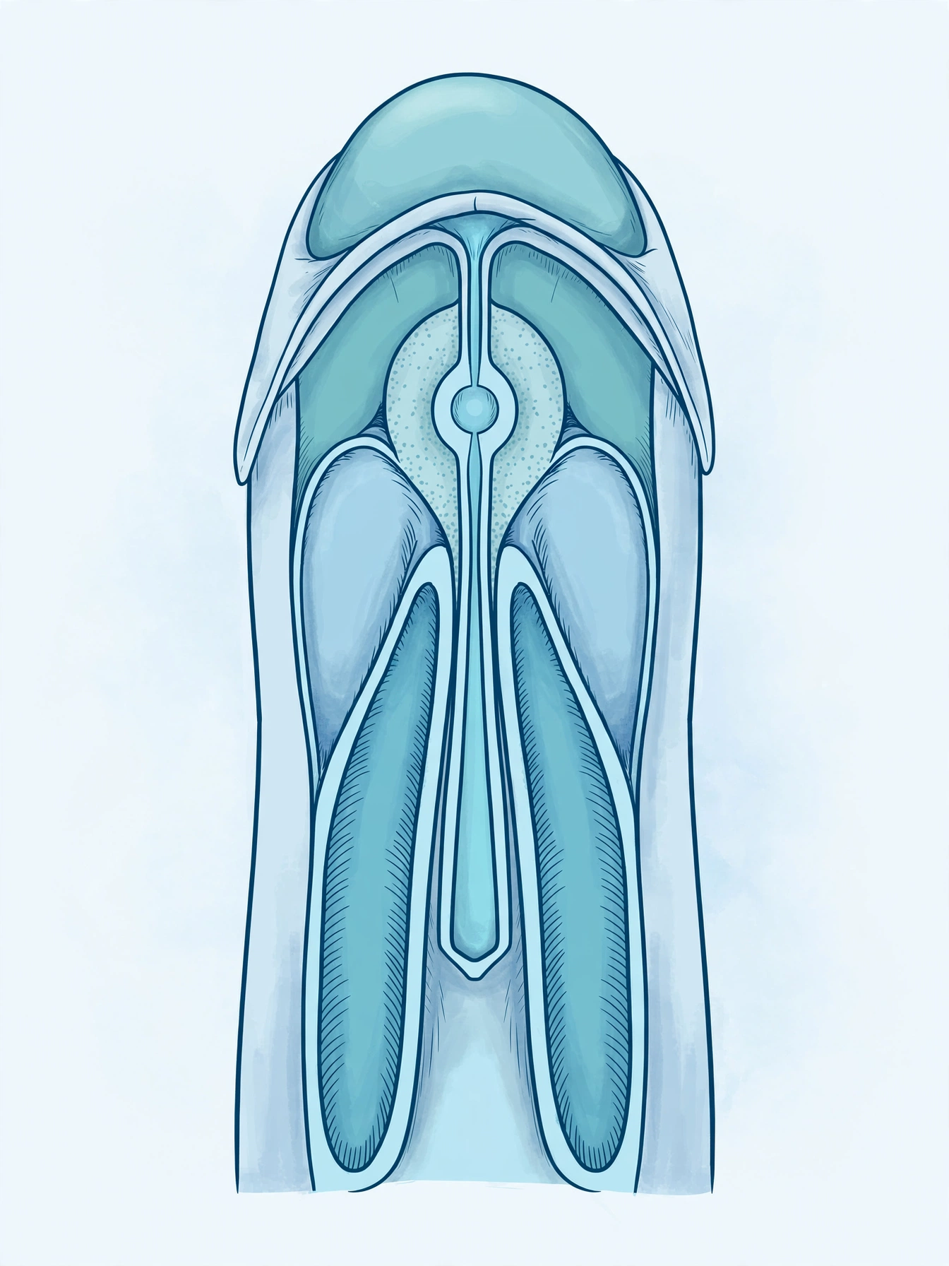 Clinical educational illustration of foreskin and glans anatomy for a balanitis causes treatment health article