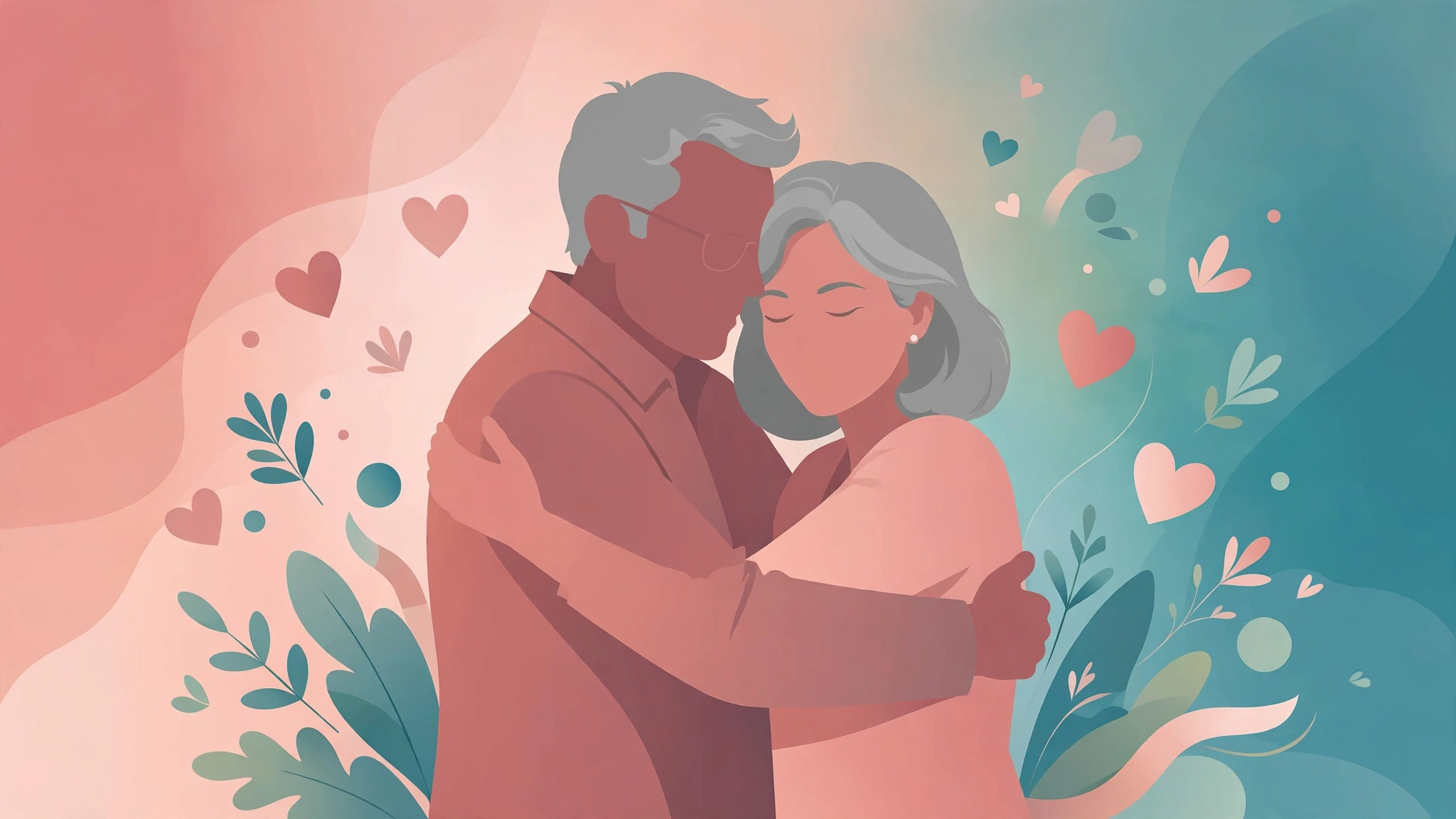 Mature couple embracing — warmth and intimacy after 50