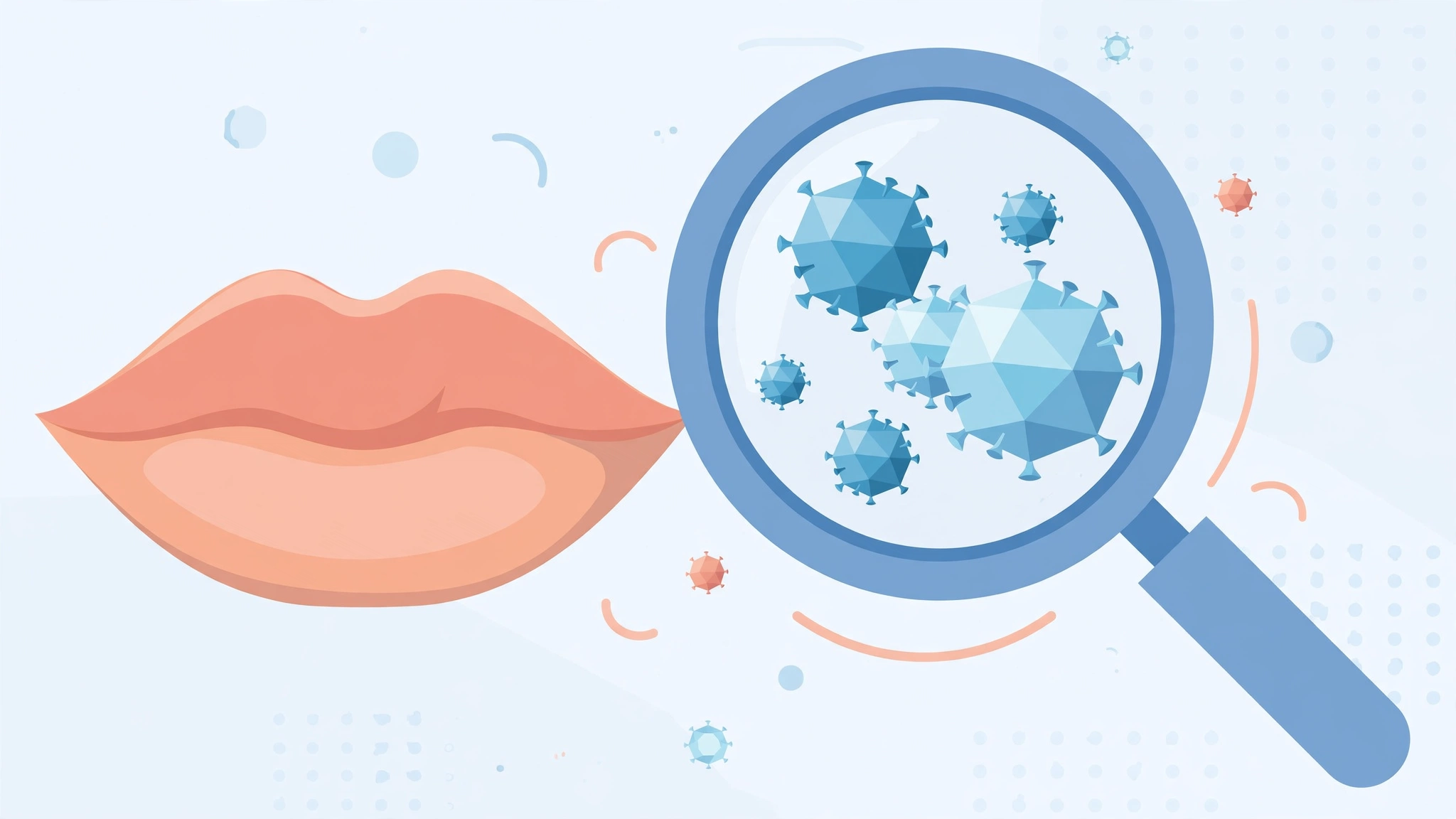 Medical illustration explaining can you get sti from kissing and how oral herpes spreads through kissing