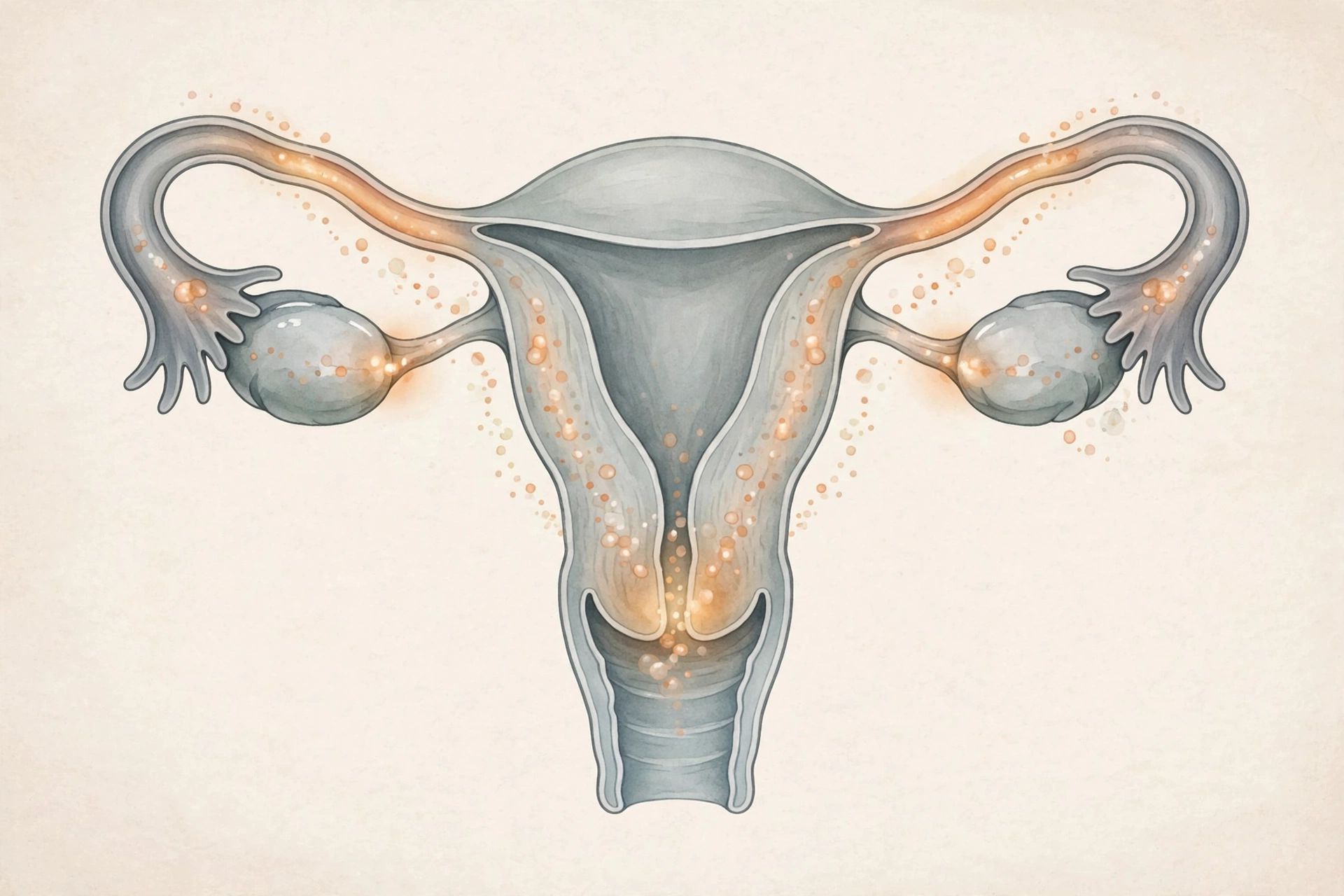Medical illustration showing the cervix and fallopian tubes where chlamydia can spread — chlamydia symptoms in women