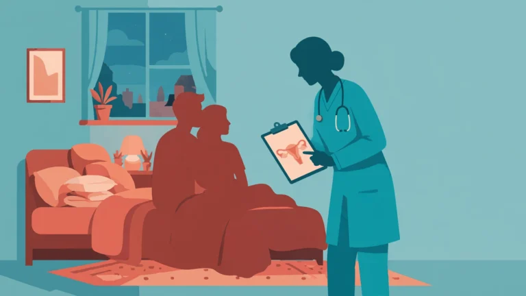 Couple consulting doctor about chronic pelvic pain intimacy challenges