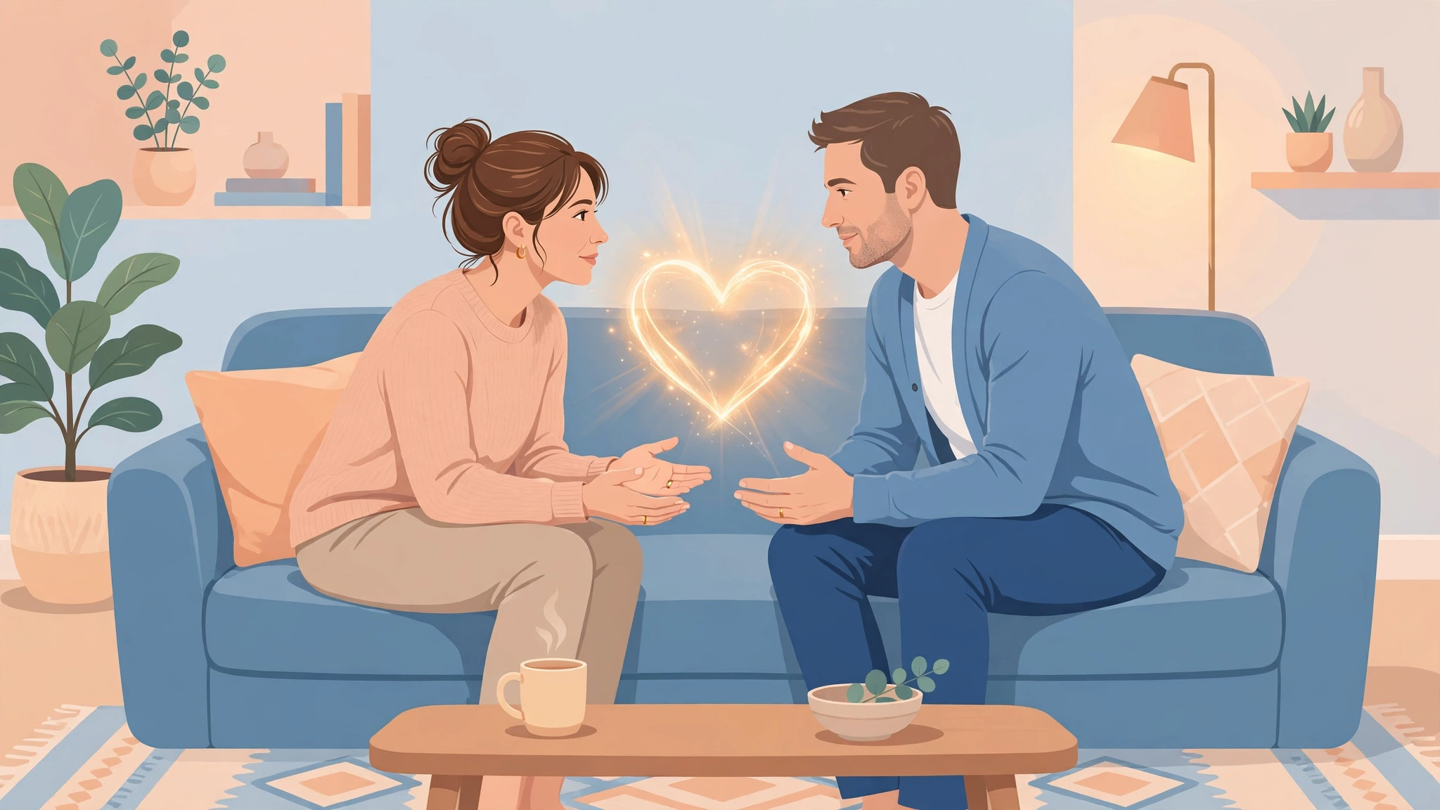 Couple having a calm, respectful conversation — conflict resolution intimacy couples guide