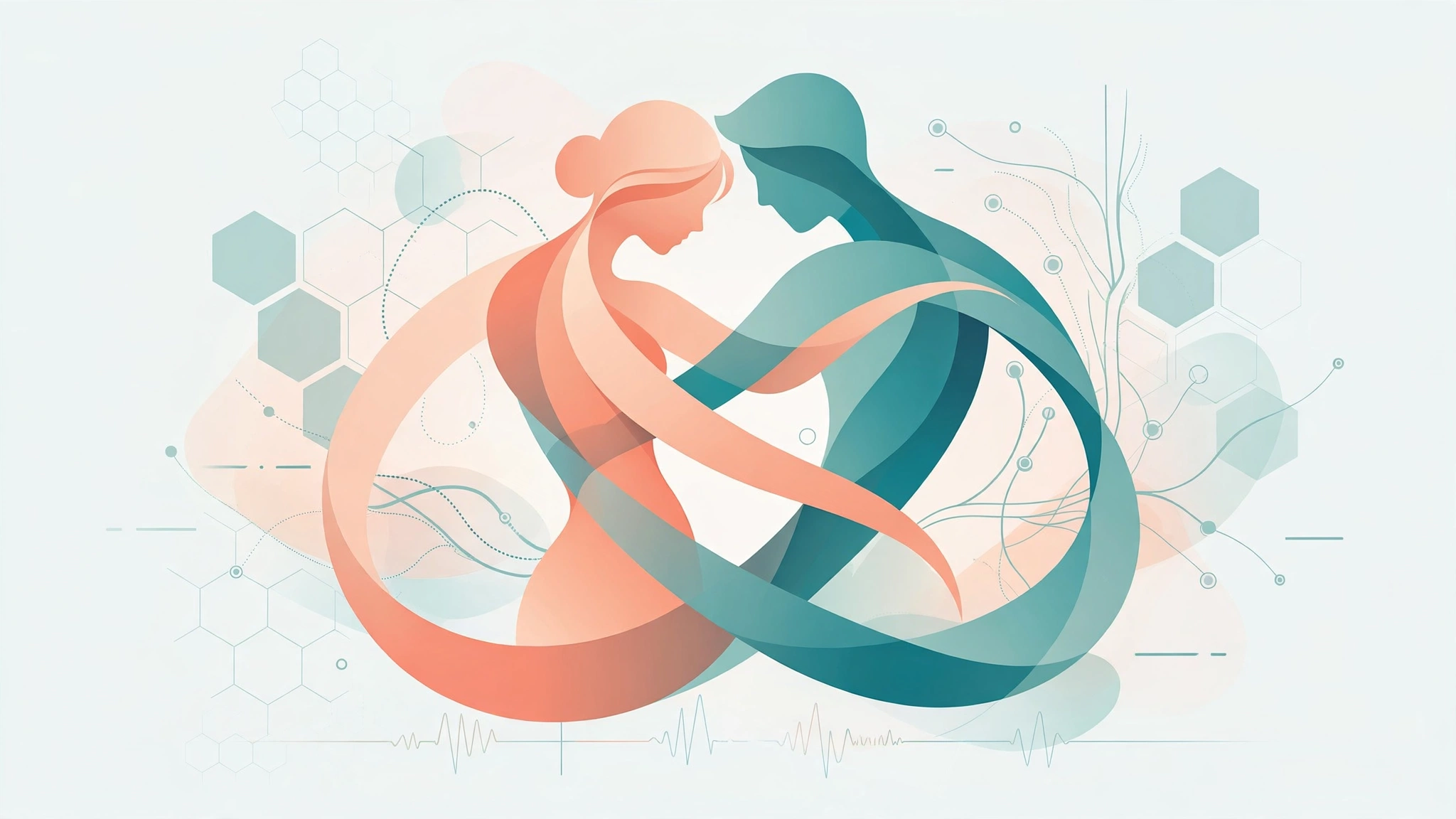 Abstract couple silhouette illustration for a cowgirl position tips guide
