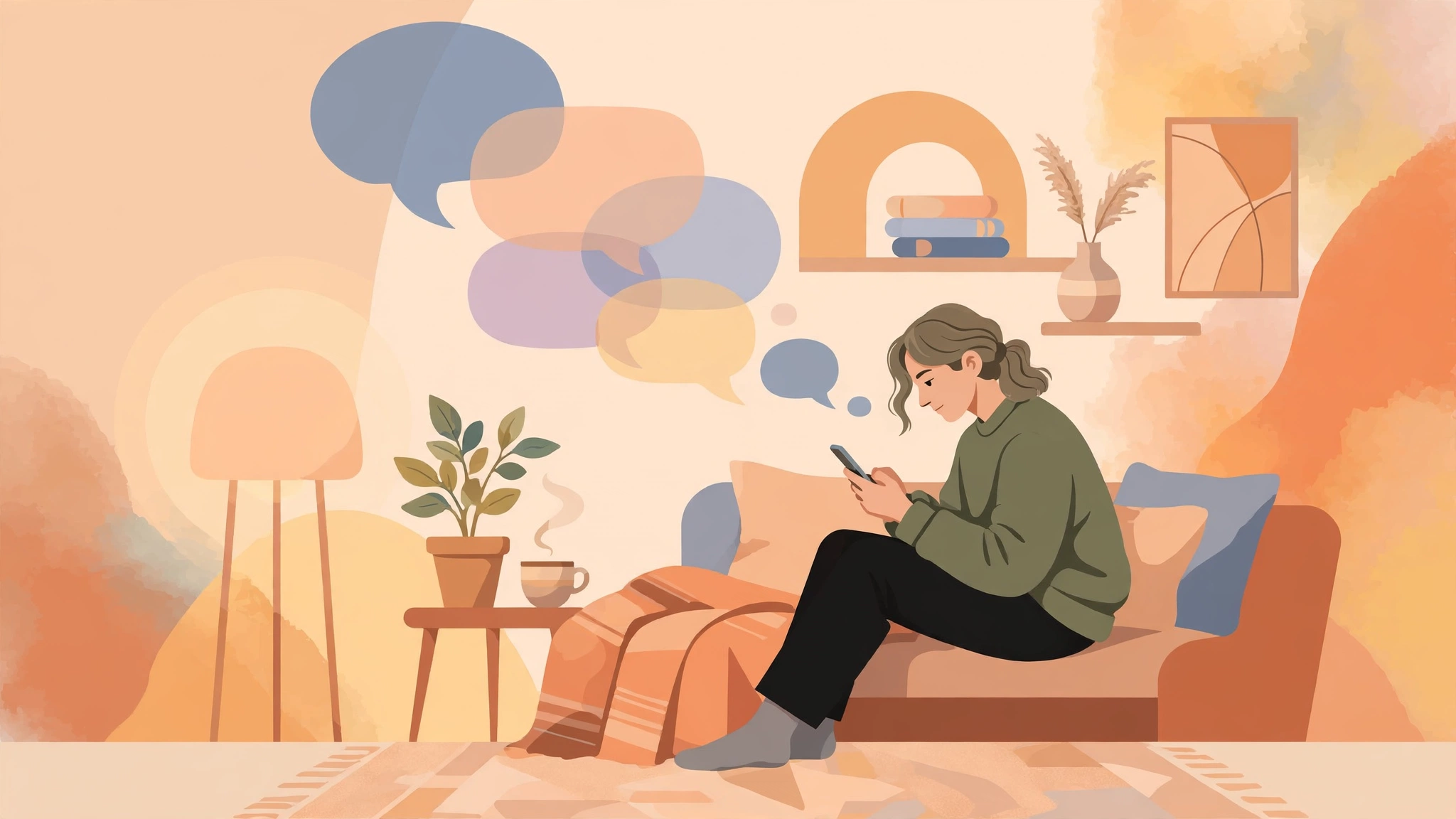 A person thoughtfully texting, preparing for a dating with sti disclosure conversation
