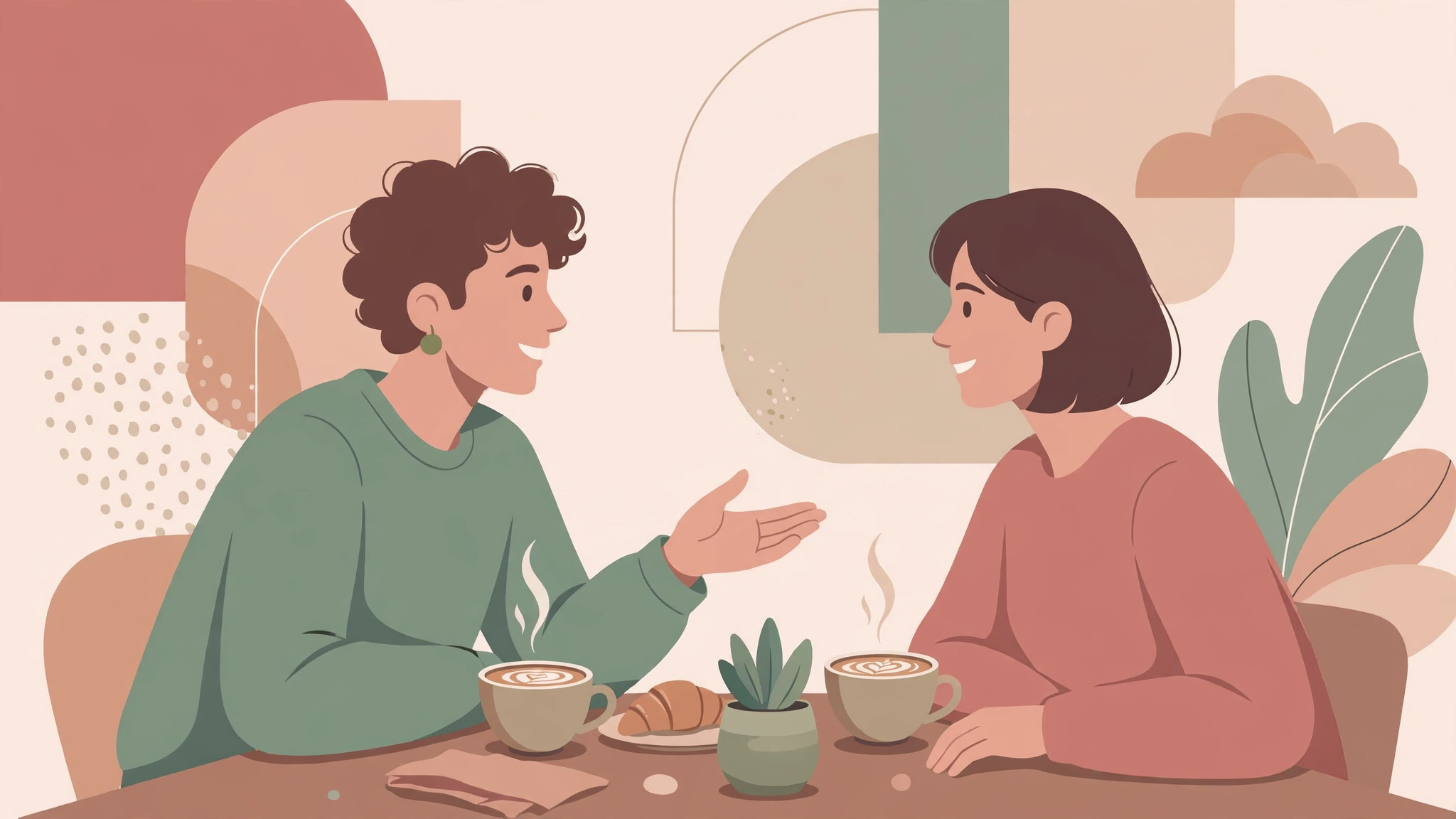 Two people talking openly over coffee, symbolizing honest dating with sti disclosure