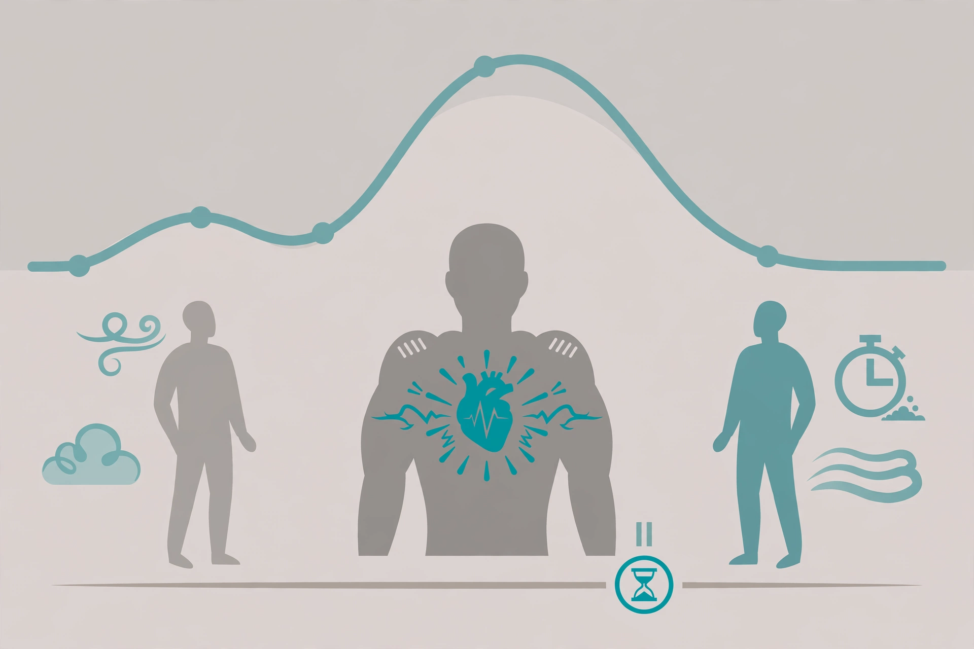 de-escalation - Abstract infographic illustration of emotional flooding during an argument, showing tension peaking and then cooling after a timed pause
