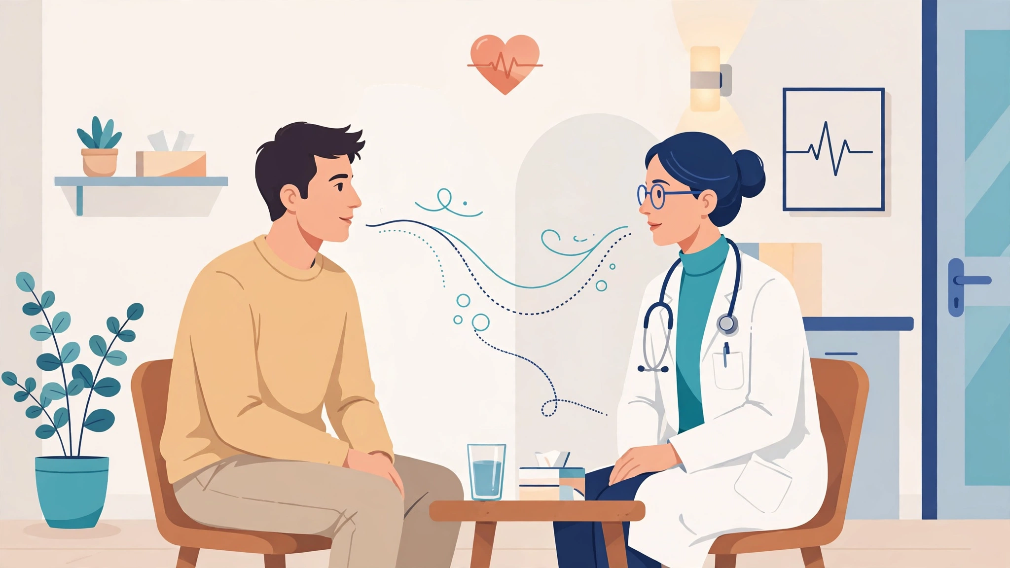 Man talking with his doctor about diabetes and erectile dysfunction