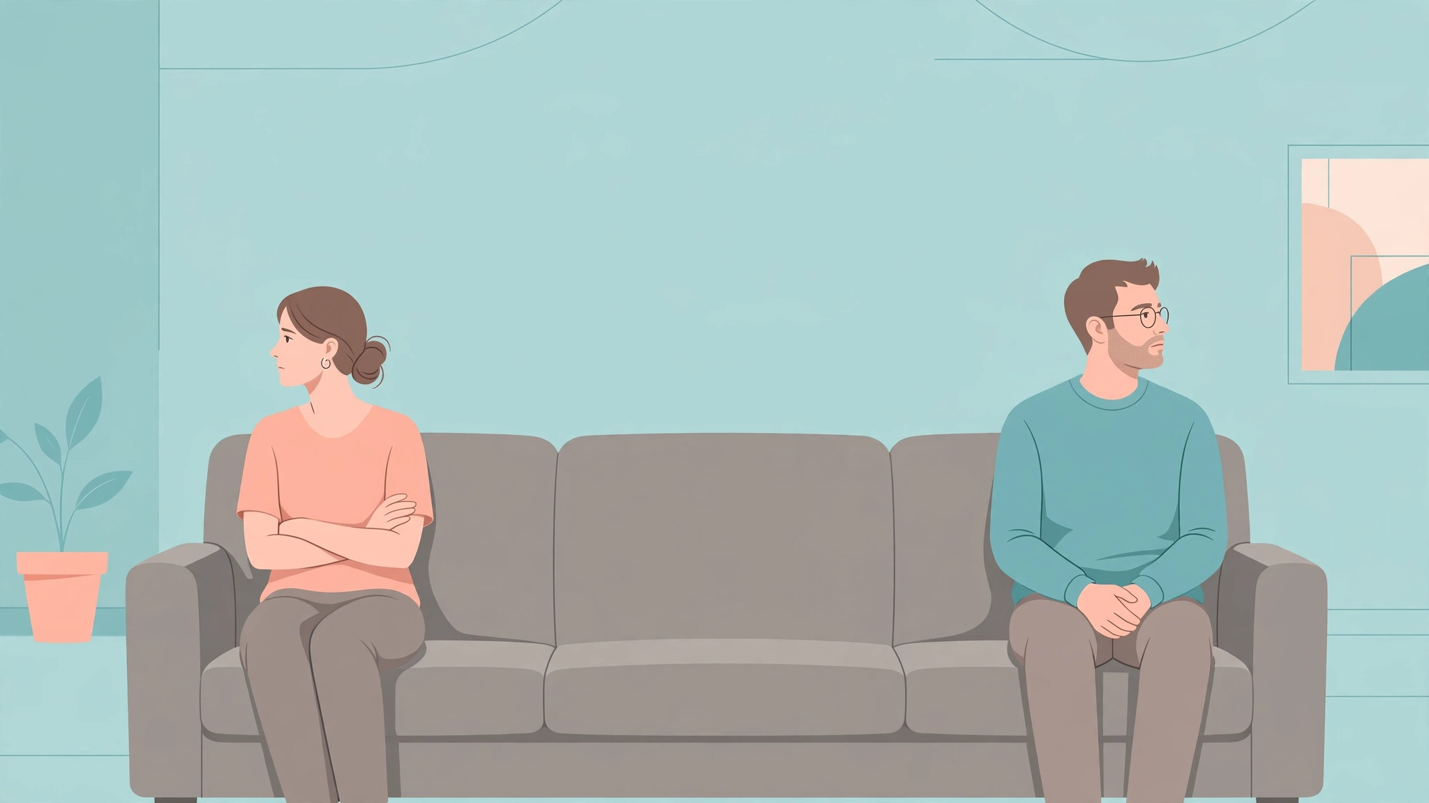 Couple illustrating emotional distance physical intimacy in a relationship