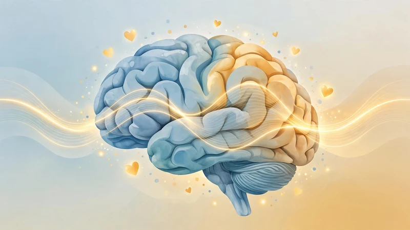 Medical-style illustration of a calm brain with warm light waves, symbolizing how emotional safety calms the nervous system and supports desire