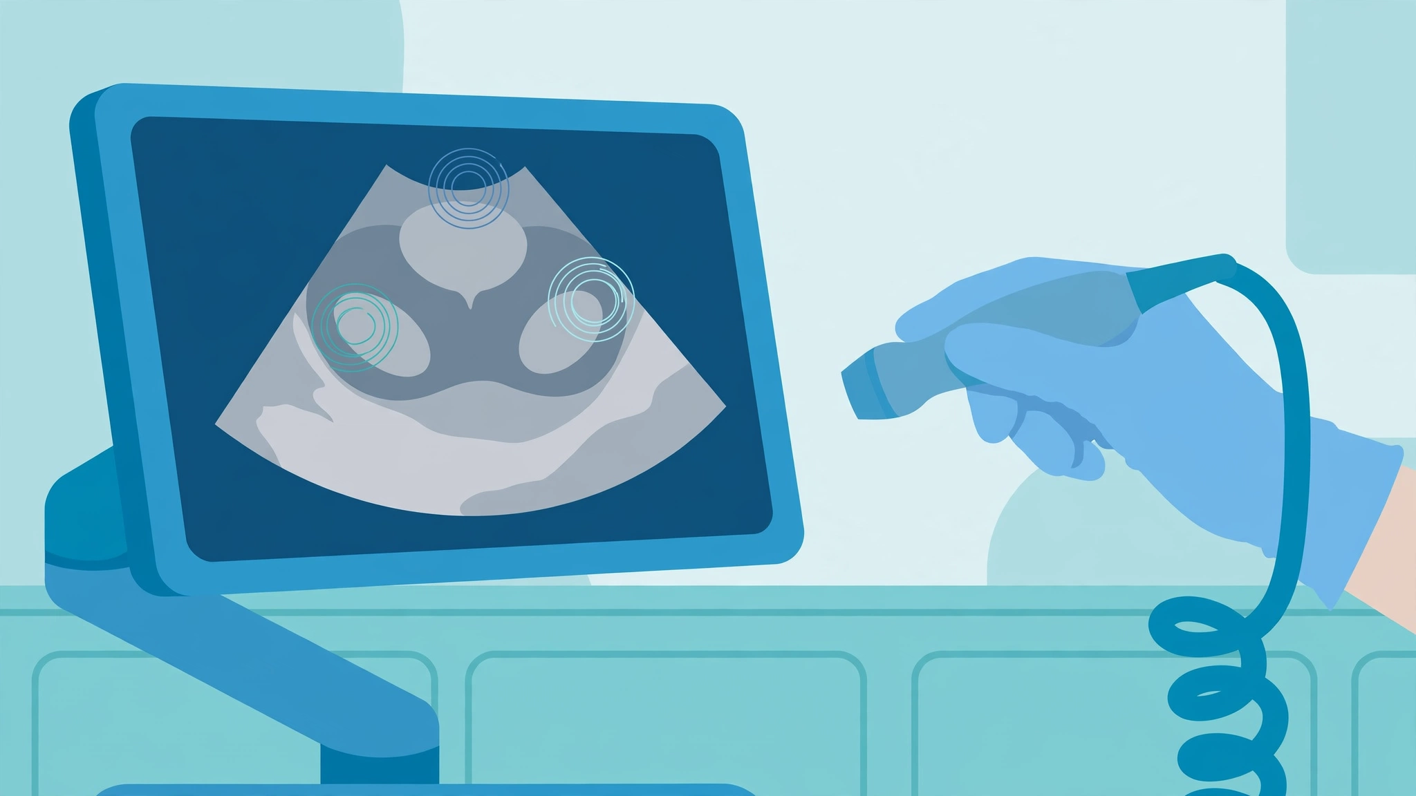 Doctor reviewing a pelvic ultrasound for signs of endometriosis