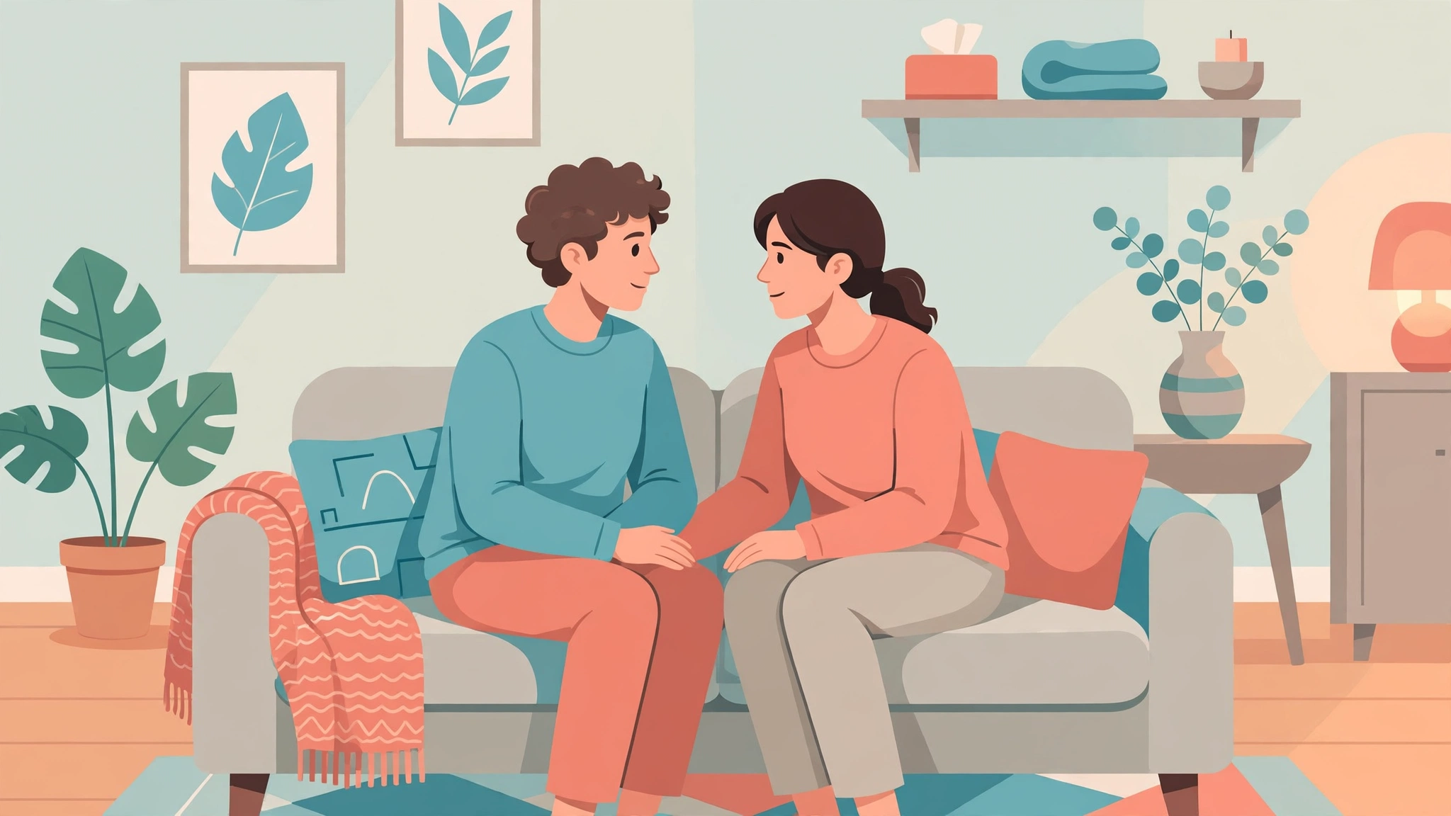 Couple talking openly about endometriosis painful sex treatment options together