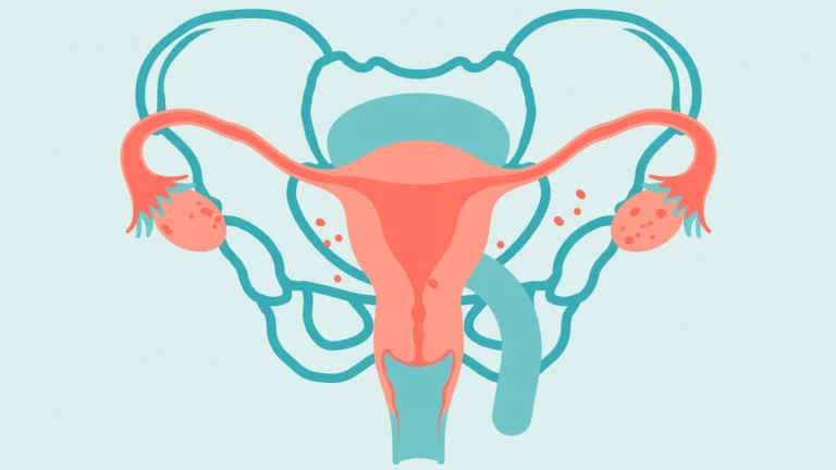Medical illustration showing endometriosis painful sex treatment areas in the female pelvis.