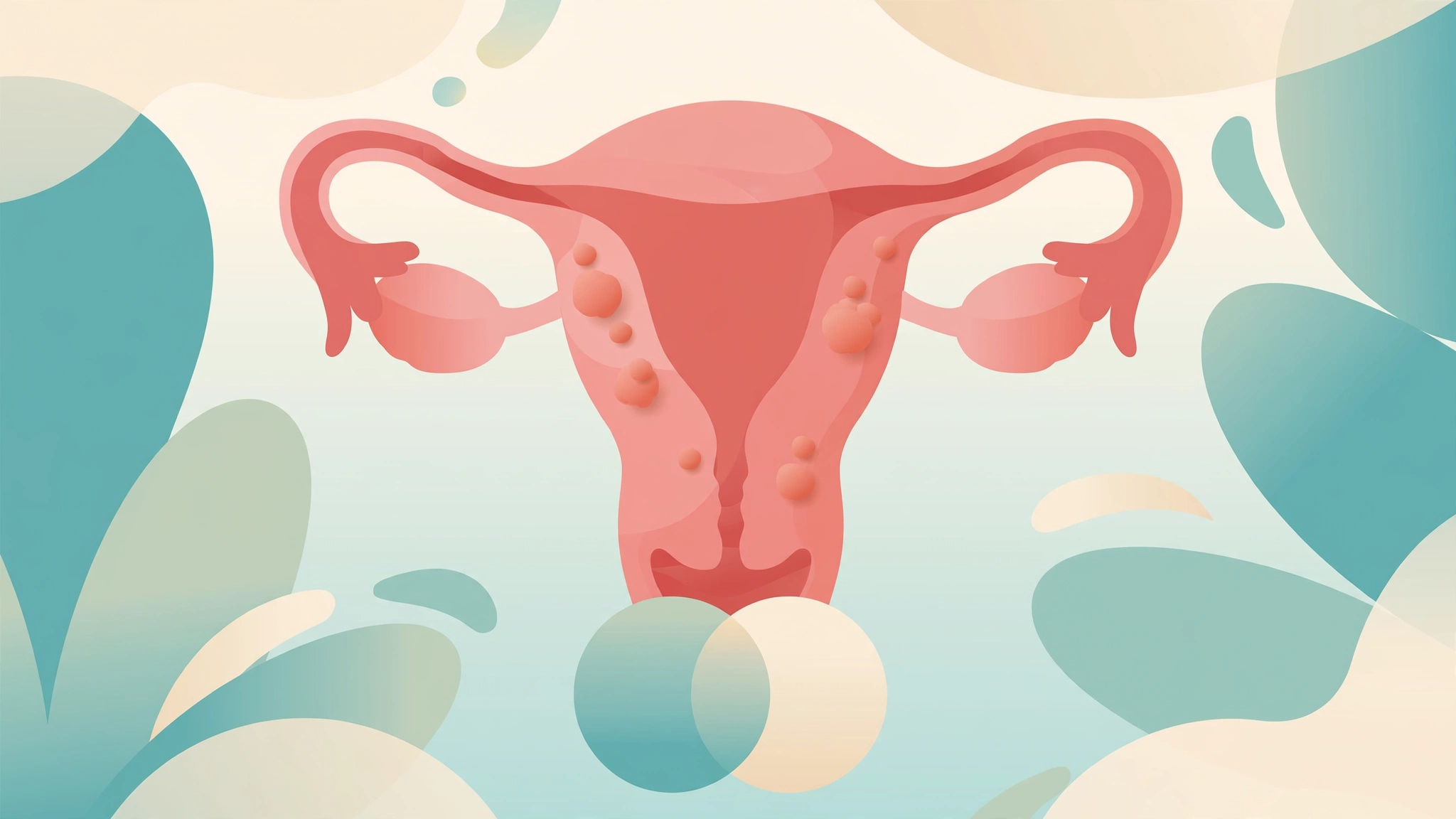 Medical illustration explaining fibroids and painful sex in women