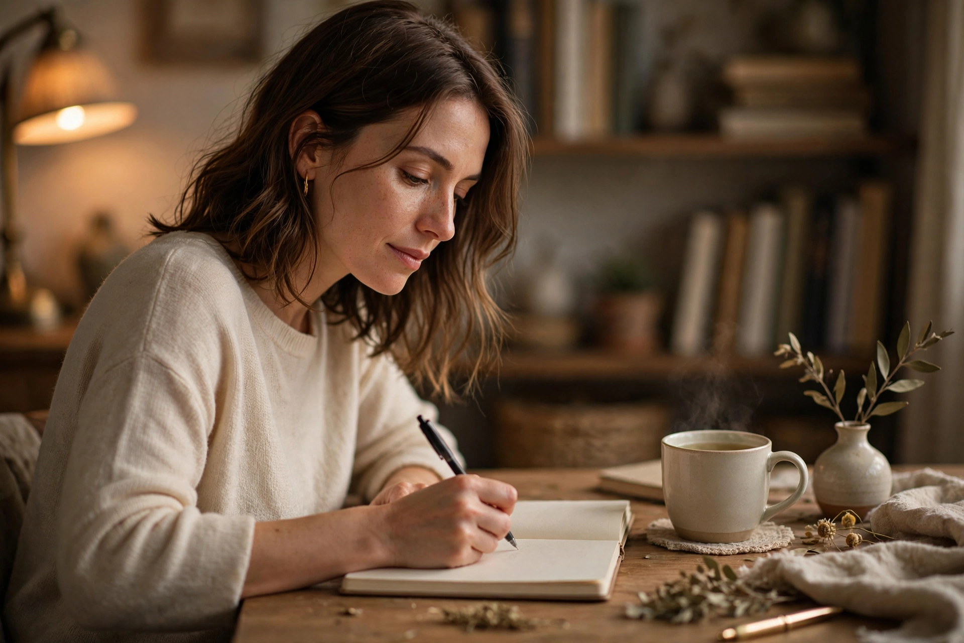 Woman journaling at her desk to document experiences and rebuild self-trust after gaslighting