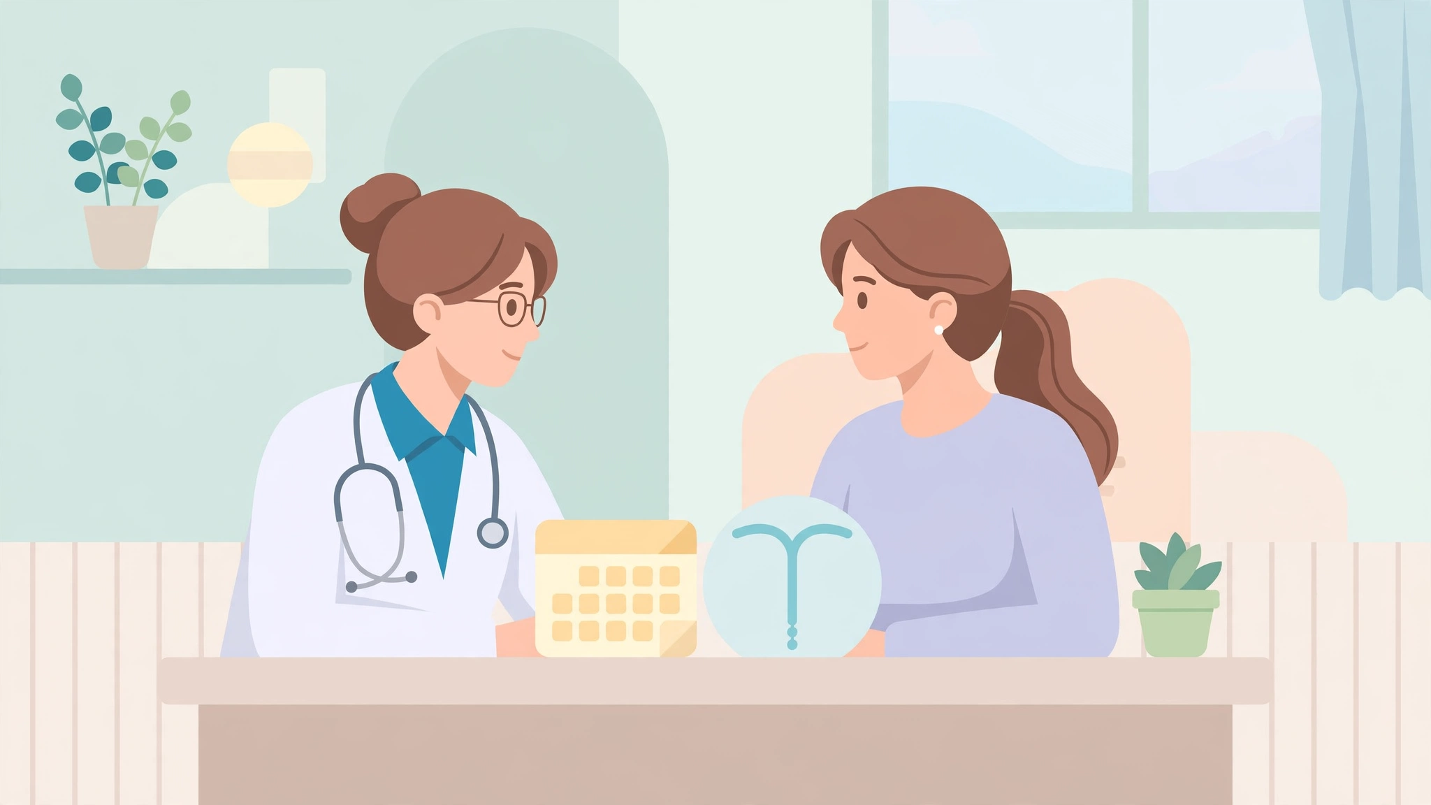 Doctor counseling patient on hormonal vs copper IUD choice
