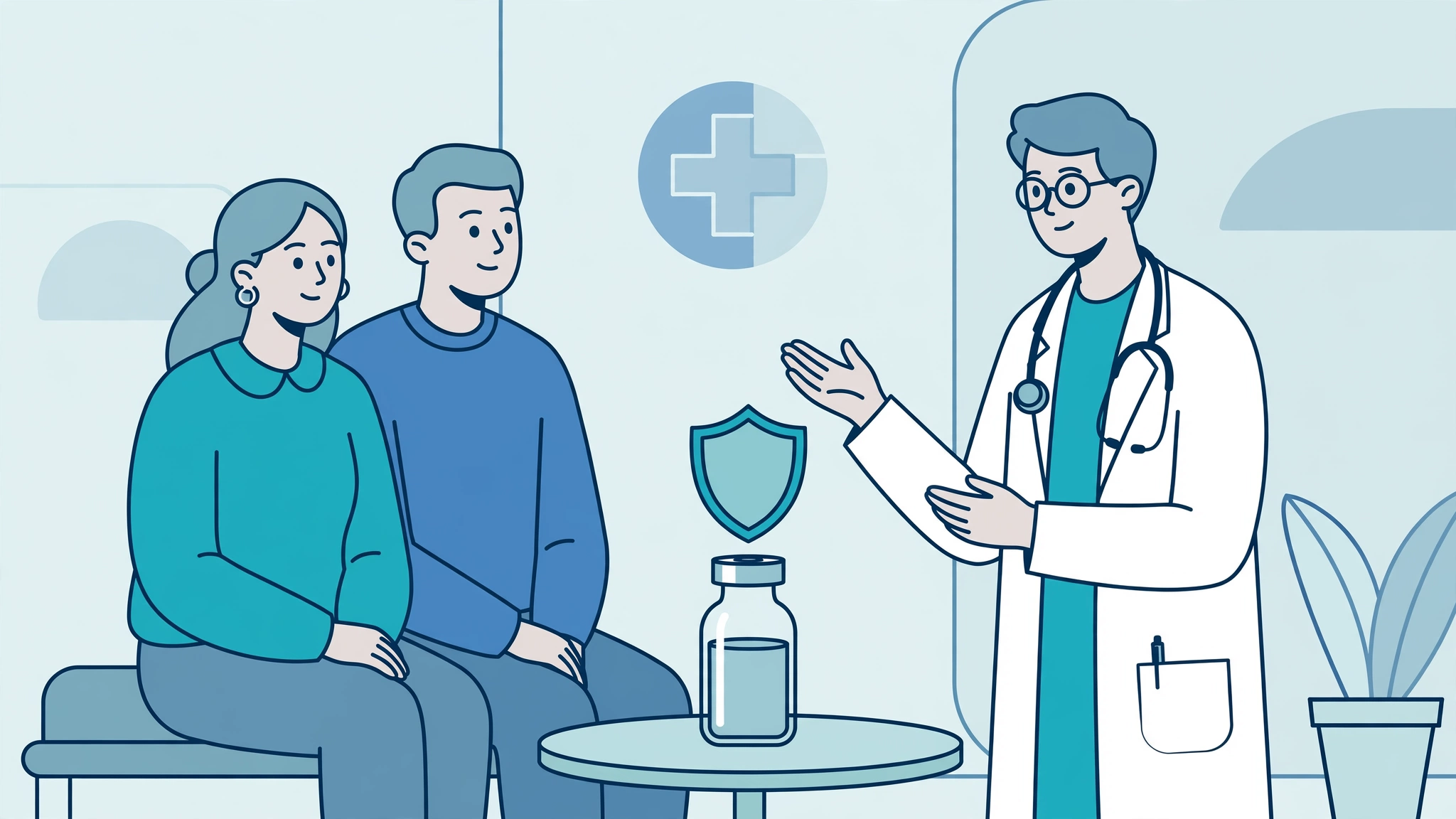 HPV prevention in men through vaccination and condom protection during a couple's clinic visit