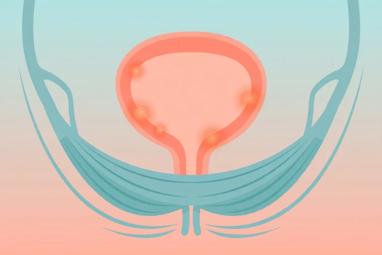 Medical illustration of bladder and pelvic floor showing interstitial cystitis painful sex connection