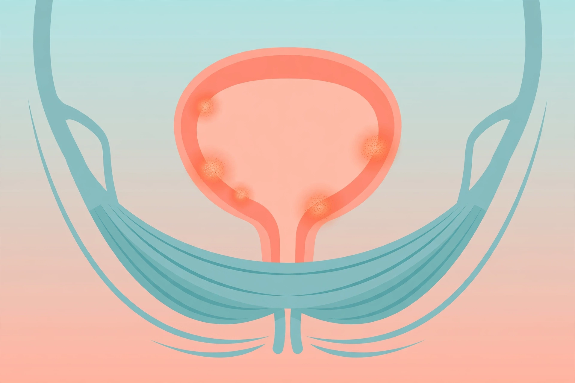 Medical illustration of bladder and pelvic floor showing interstitial cystitis painful sex connection