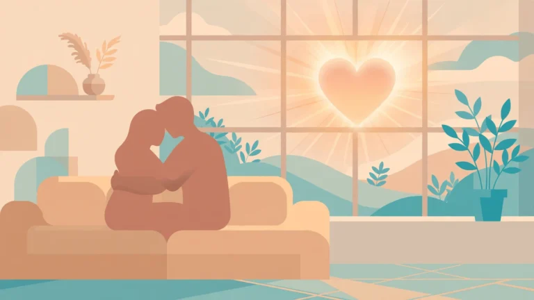 Tender couple embracing in warm light, symbolizing intimacy after surgery recovery