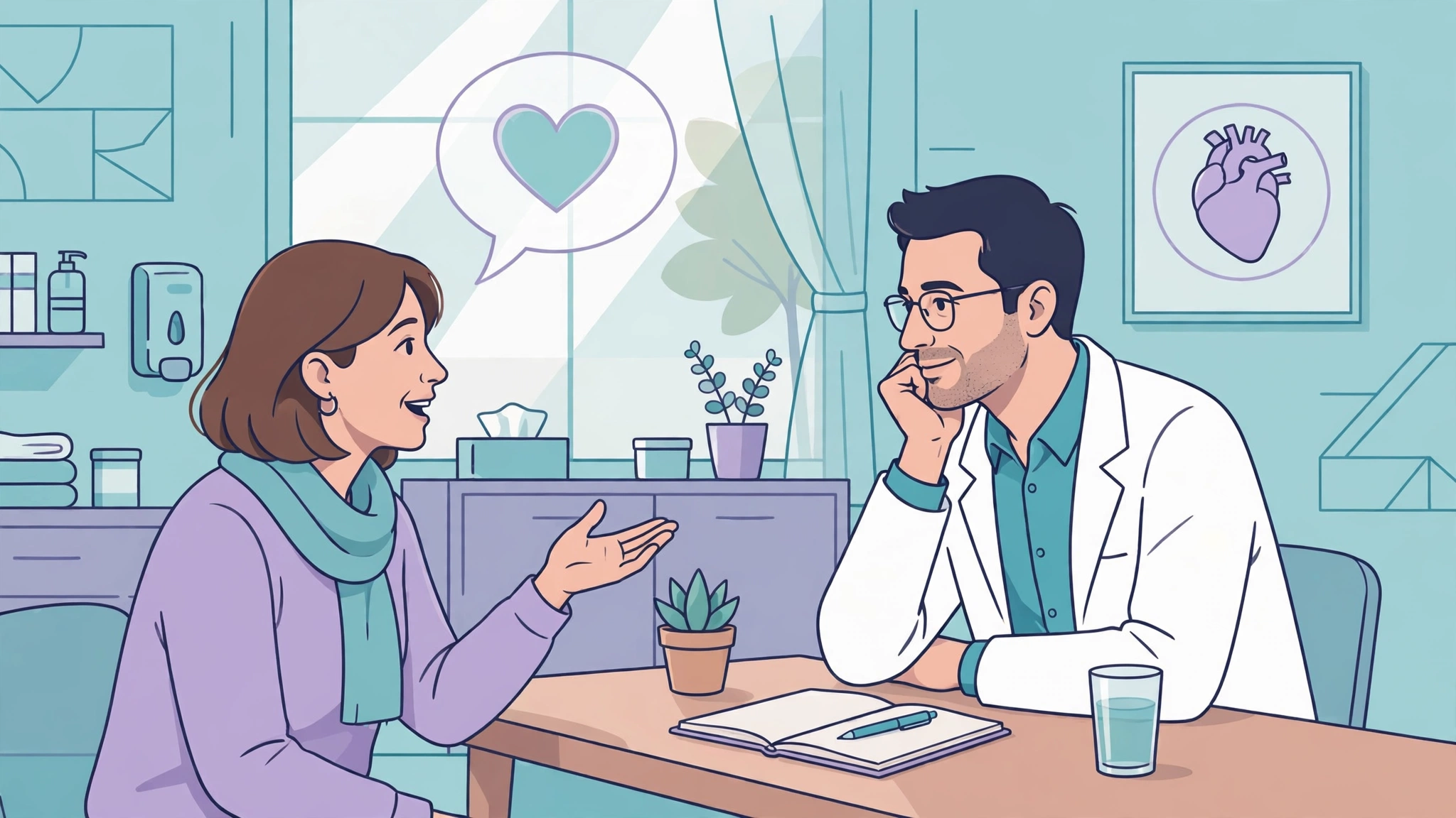 Woman discussing lichen sclerosus treatment options with her doctor