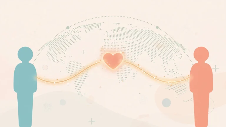 Flat-vector illustration representing long distance relationship intimacy between partners