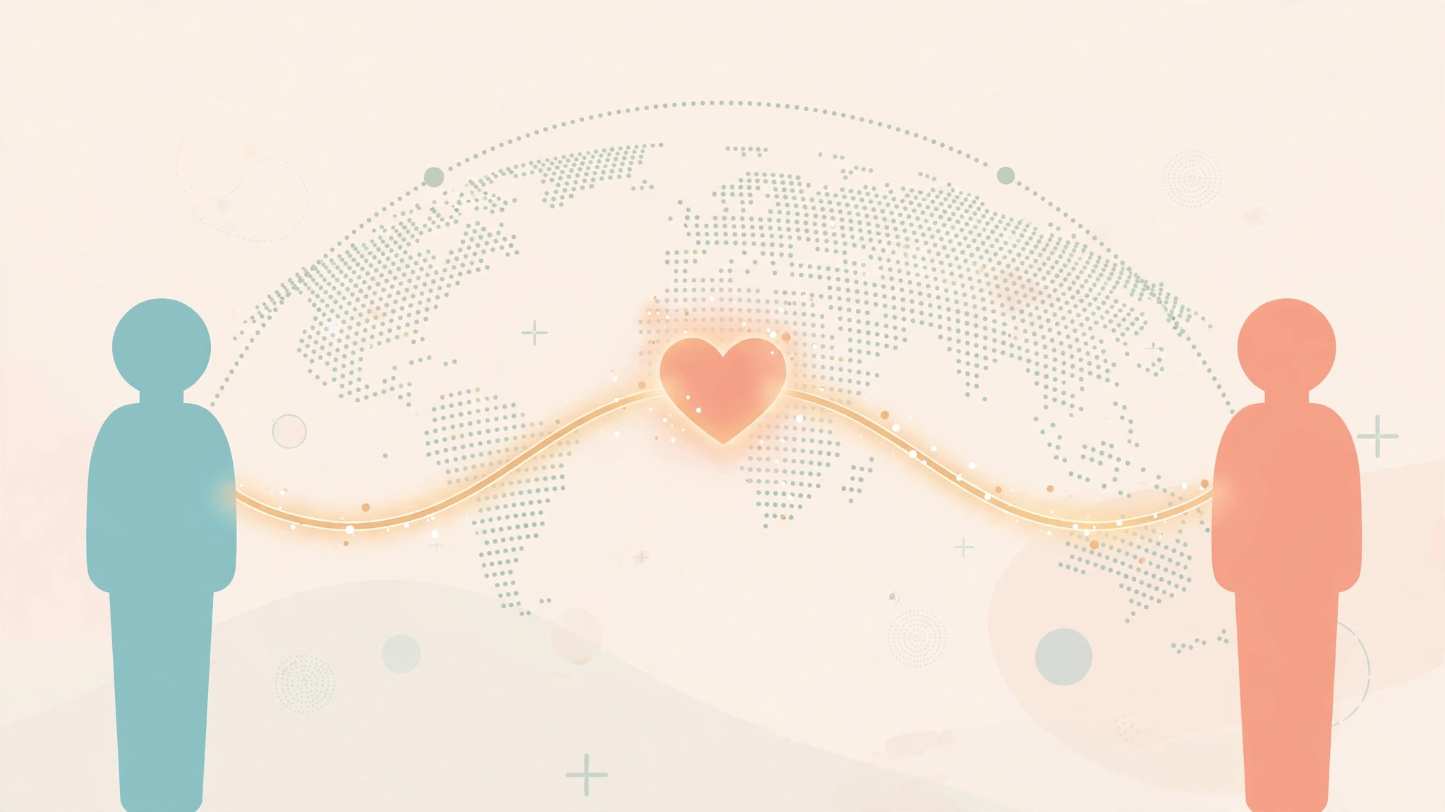 Flat-vector illustration representing long distance relationship intimacy between partners