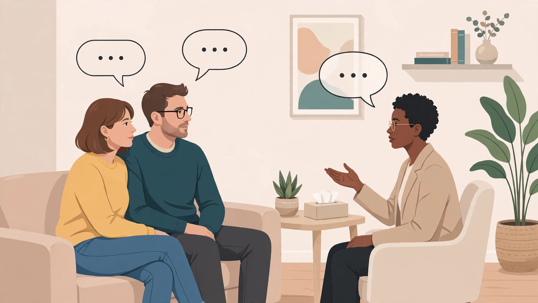 Couples therapy conversation about losing attraction to partner