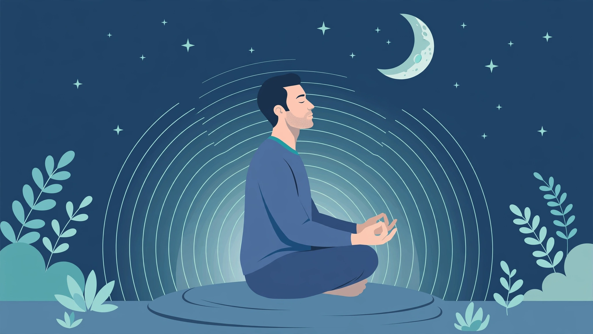 Flat vector illustration of stress relief and mental wellness for sexual health