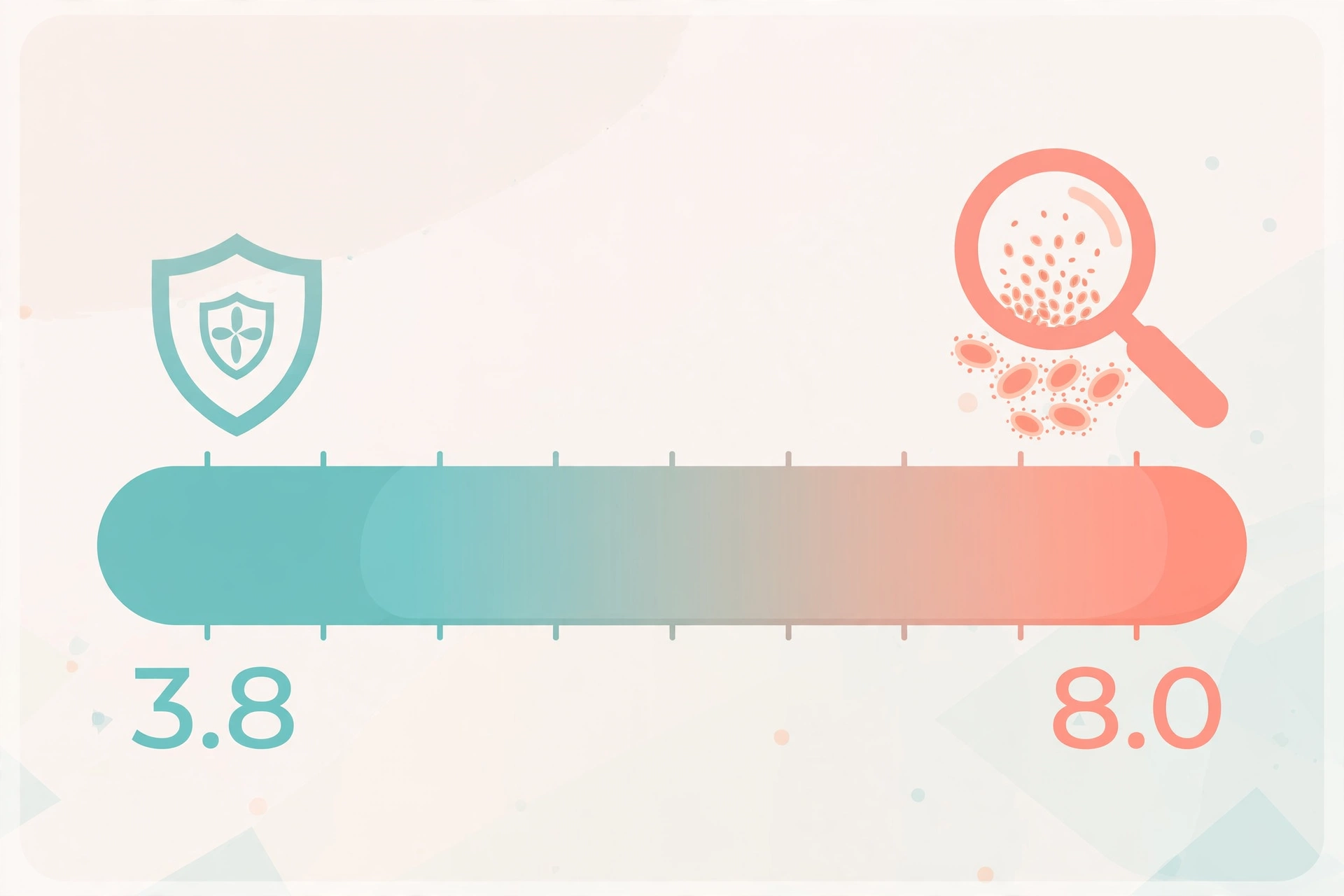 sex yeast infection - Infographic of a vaginal pH scale from 3.8 to 8.0 with a shield symbol at the healthy acidic end and yeast cells under a magnifier at the alkaline end