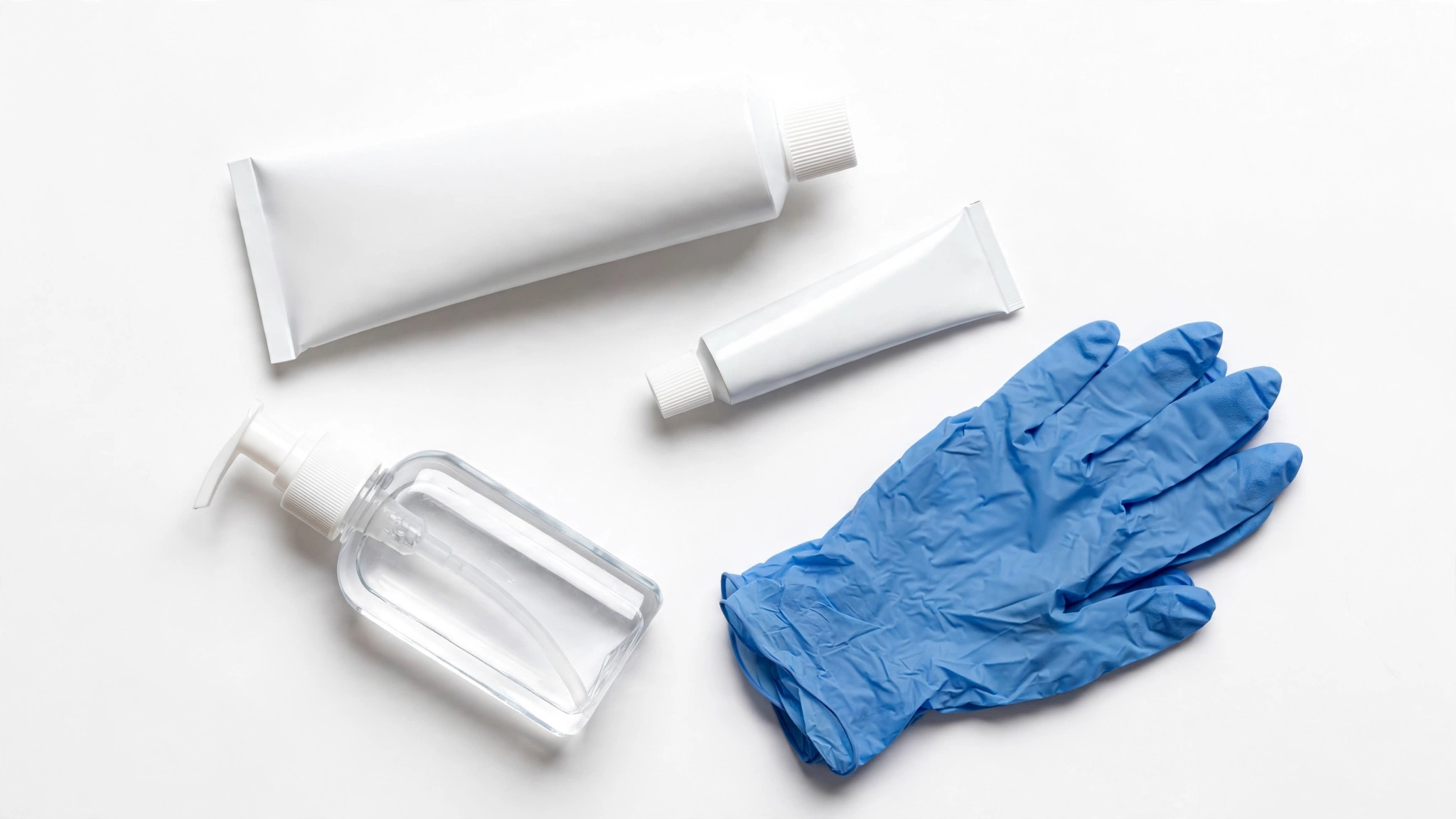 Prescription topical medication tubes arranged on a clinical surface