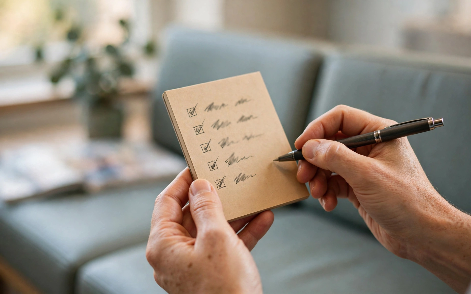 Hands holding a notepad with questions to talk to doctor about sex before a doctor visit
