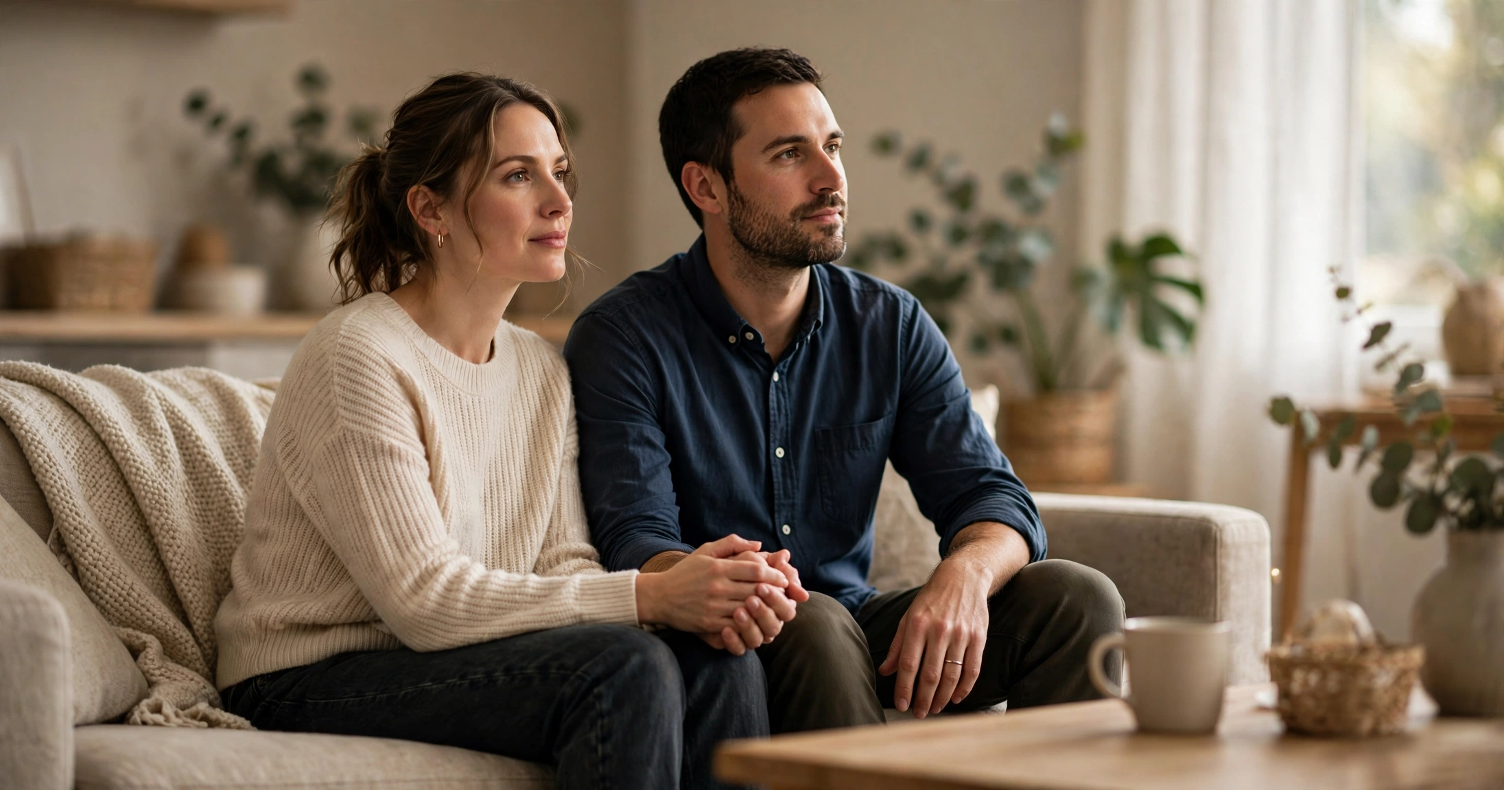 Couple holding hands while discussing withdrawal method effectiveness and contraceptive choices