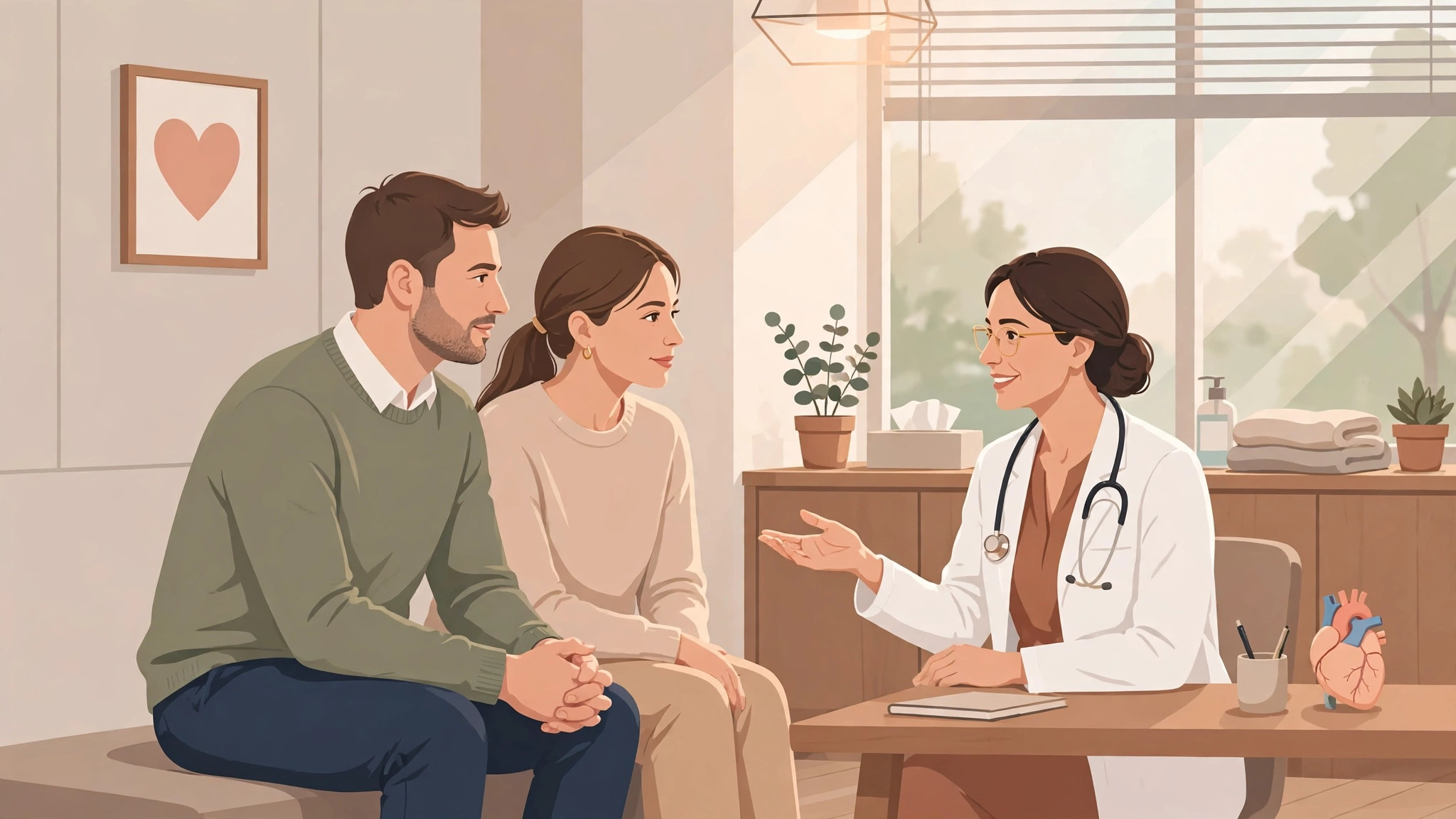 Menopause partner support guide: husband accompanying wife to a doctor appointment