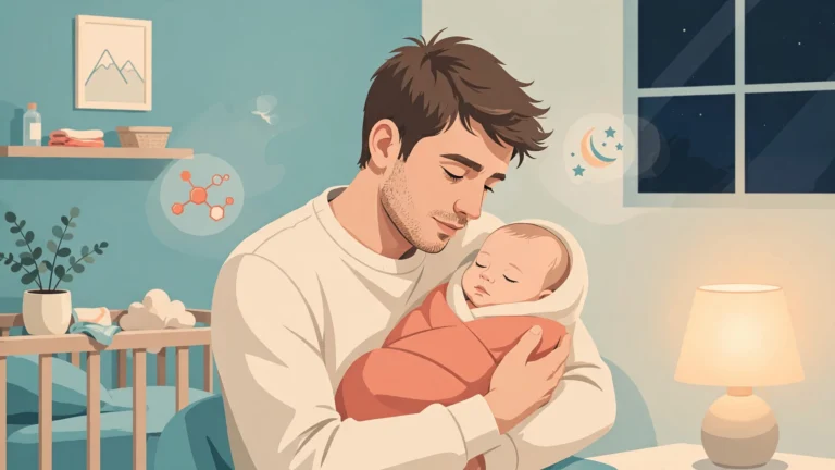 New dads low sex drive explained - father holding newborn in nursery