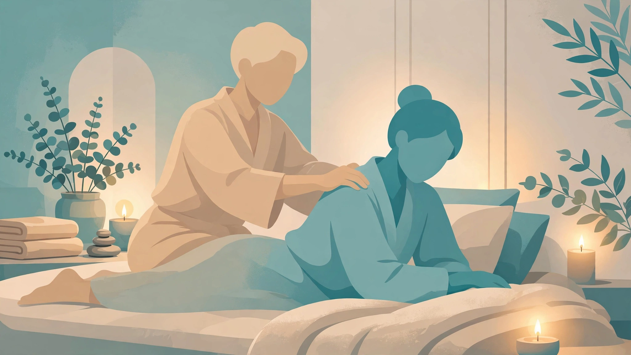 Couple giving a relaxing massage, outercourse idea