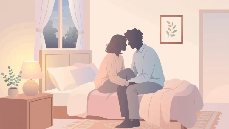 Romantic couple illustration for the oral sex tips for couples guide