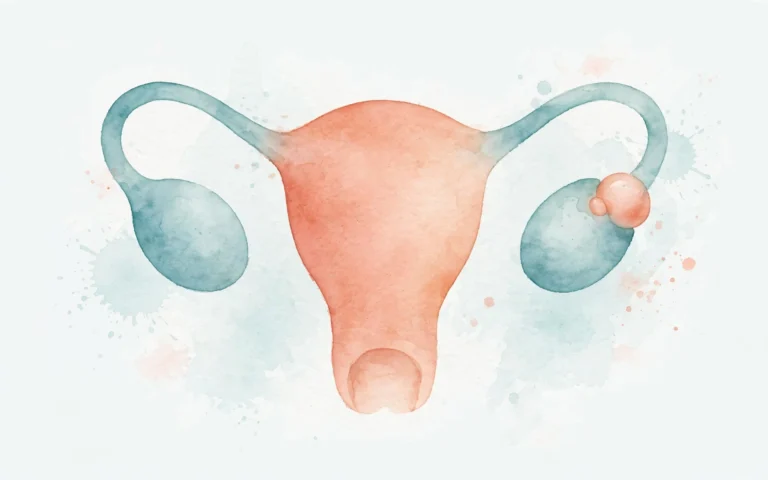 Medical illustration of the female reproductive system for an ovarian cysts guide