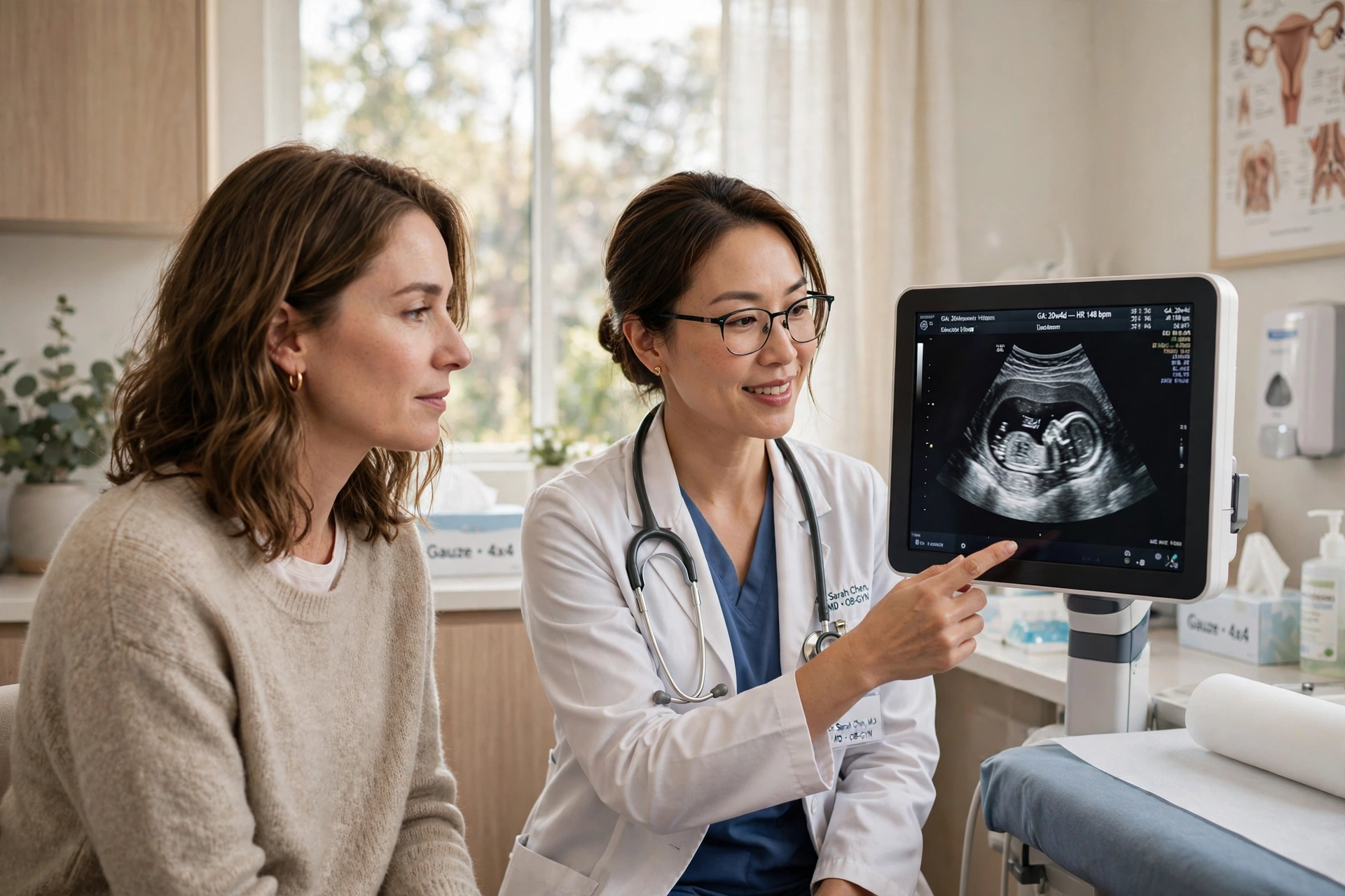 Woman discussing ovarian cyst symptoms with her doctor