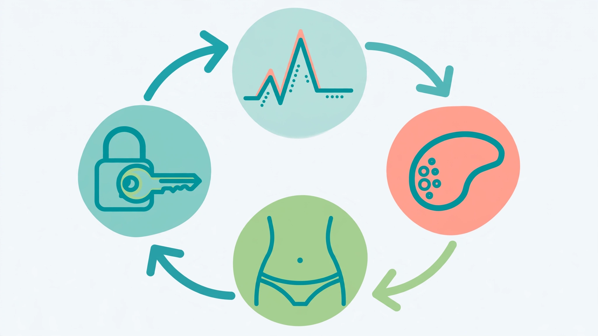 Vicious cycle diagram showing how pcos insulin resistance weight gain feeds itself