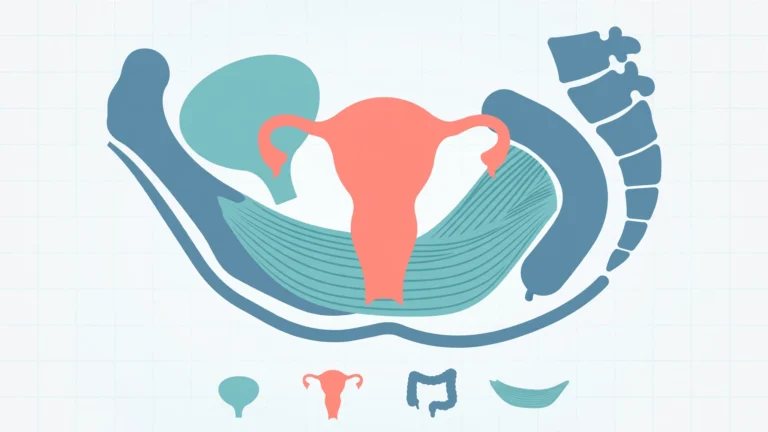 Medical illustration explaining pelvic organ prolapse sex health and pelvic floor support