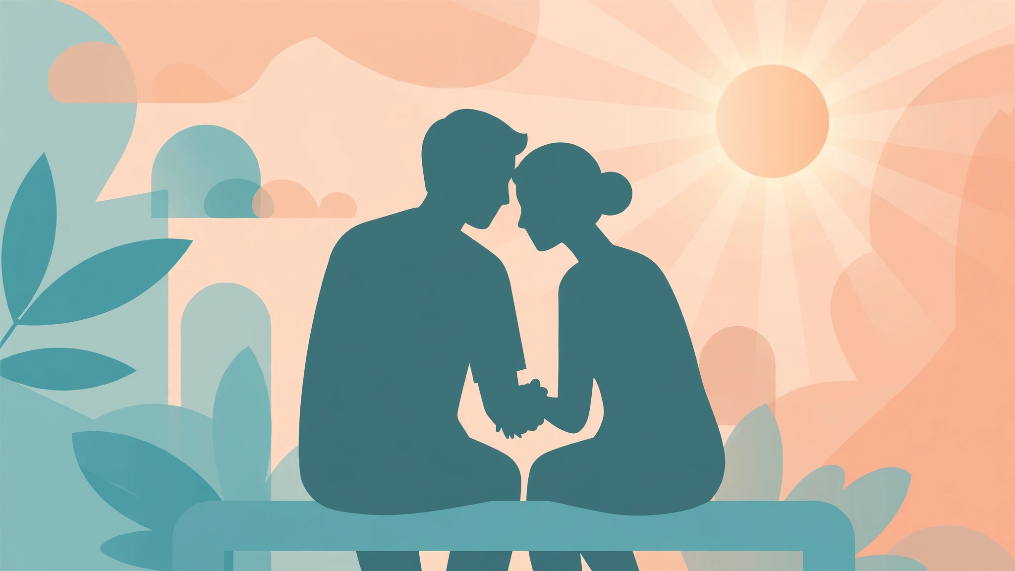 Couple holding hands in a warm, supportive embrace representing emotional intimacy after a prolapse diagnosis