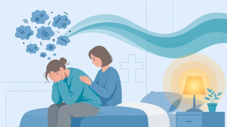 Couple supporting each other through performance anxiety in bed