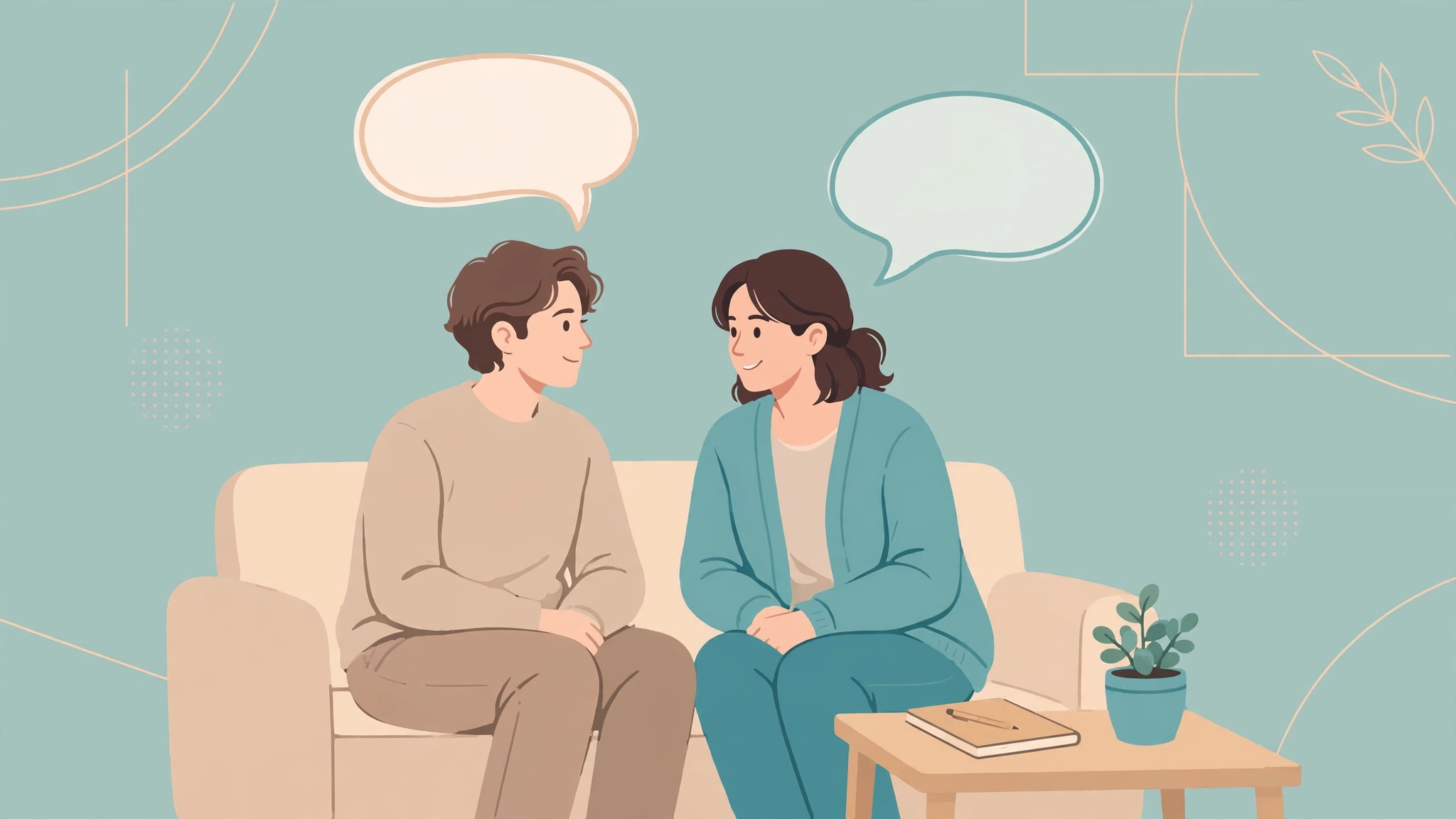 Couple having an open supportive conversation about performance anxiety in bed
