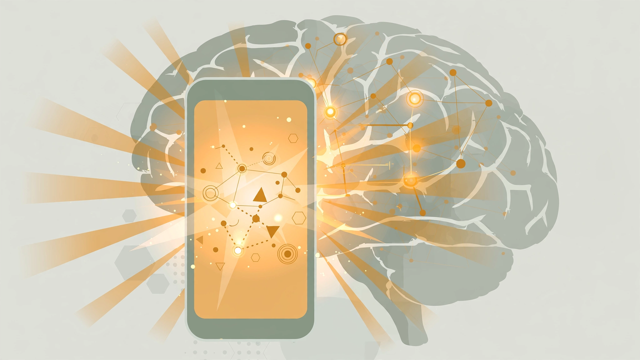 Illustration of smartphone glow and brain reward circuitry related to porn use