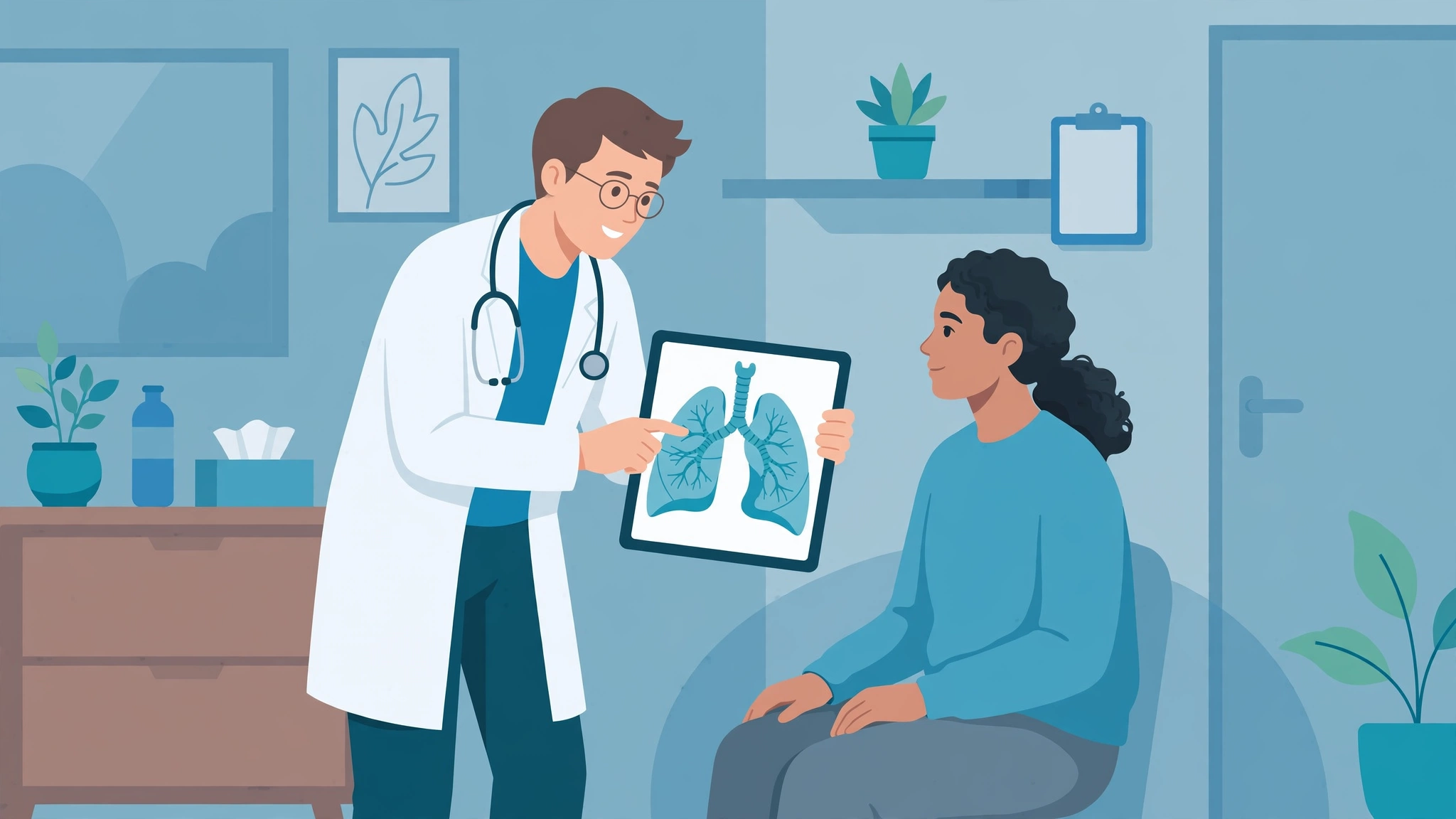 Doctor consulting patient about prostate cancer treatment effects on intimacy