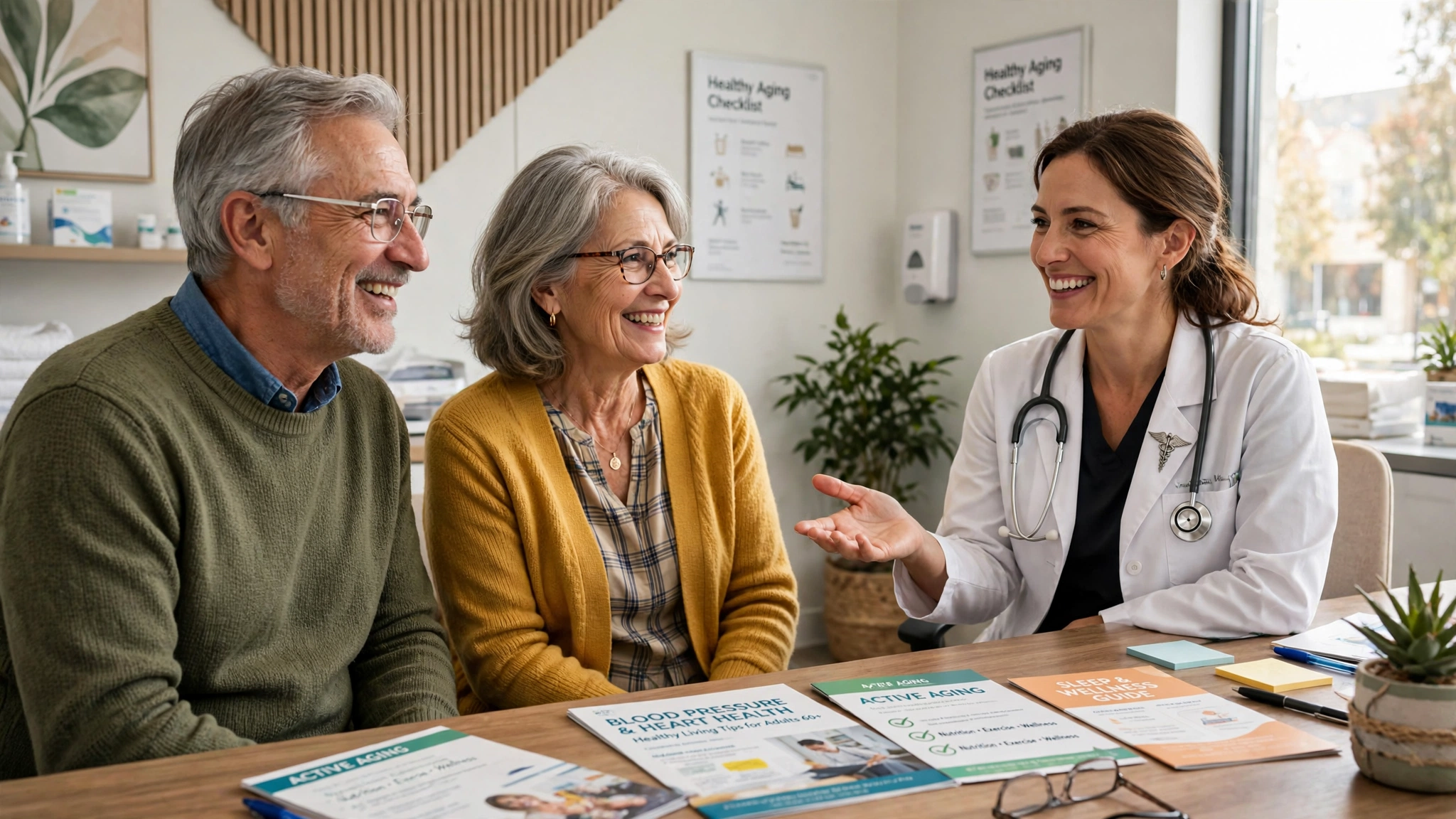 Older couple consulting with a doctor about sexual health